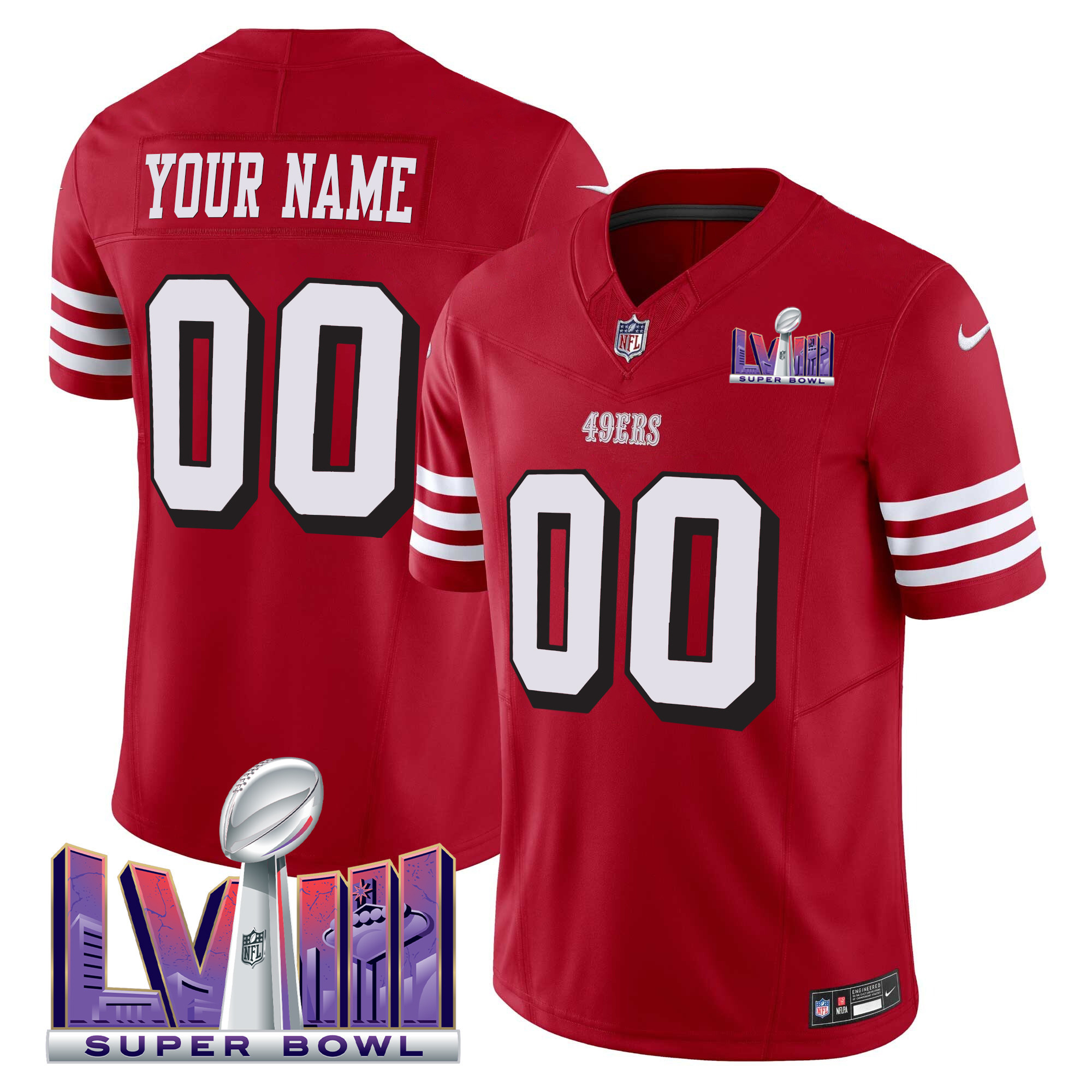 San Francisco 49ers Super Bowl LVIII Patch Vapor Limited Custom Jersey V2 – All Stitched