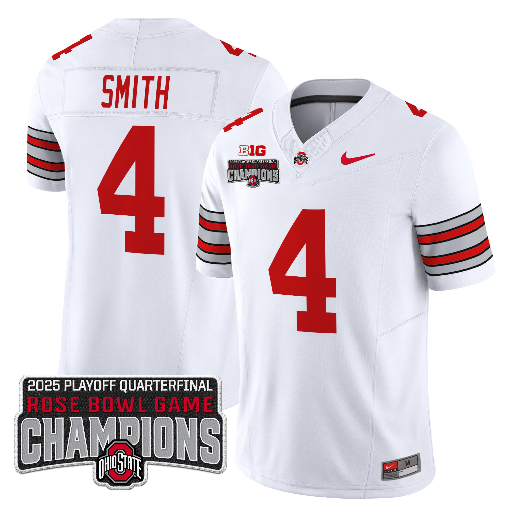 Men’s Ohio State Buckeyes ‘Heritage Stripe’ Playoff 2025 Rose Bowl Champions Patch Vapor Limited Jersey – All Stitched