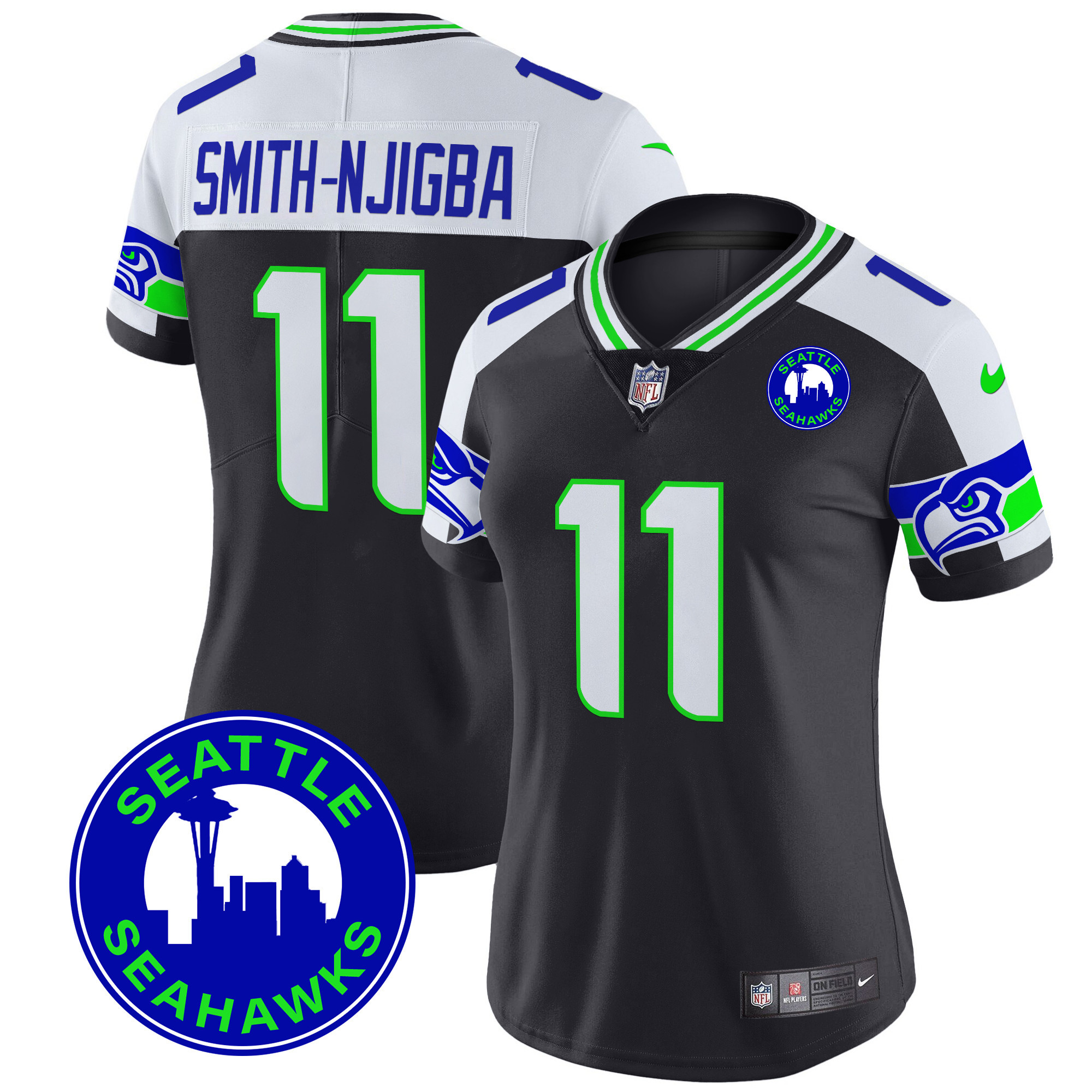 Women’s Seattle Seahawks 2024 Seattle City Patch Vapor Limited Jersey – All Stitched