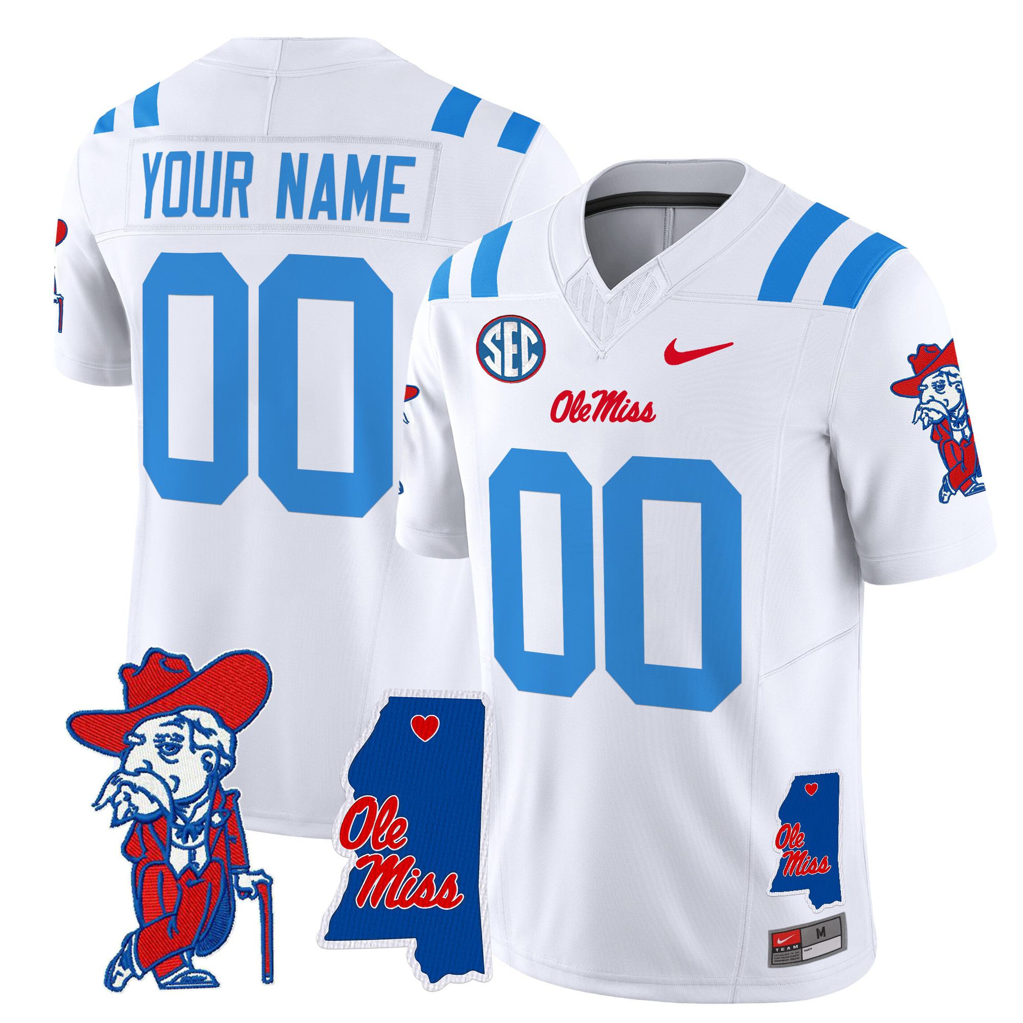 Ole Miss Rebels 2024 Mississippi Map Patch Vapor Limited Custom Jersey – All Stitched