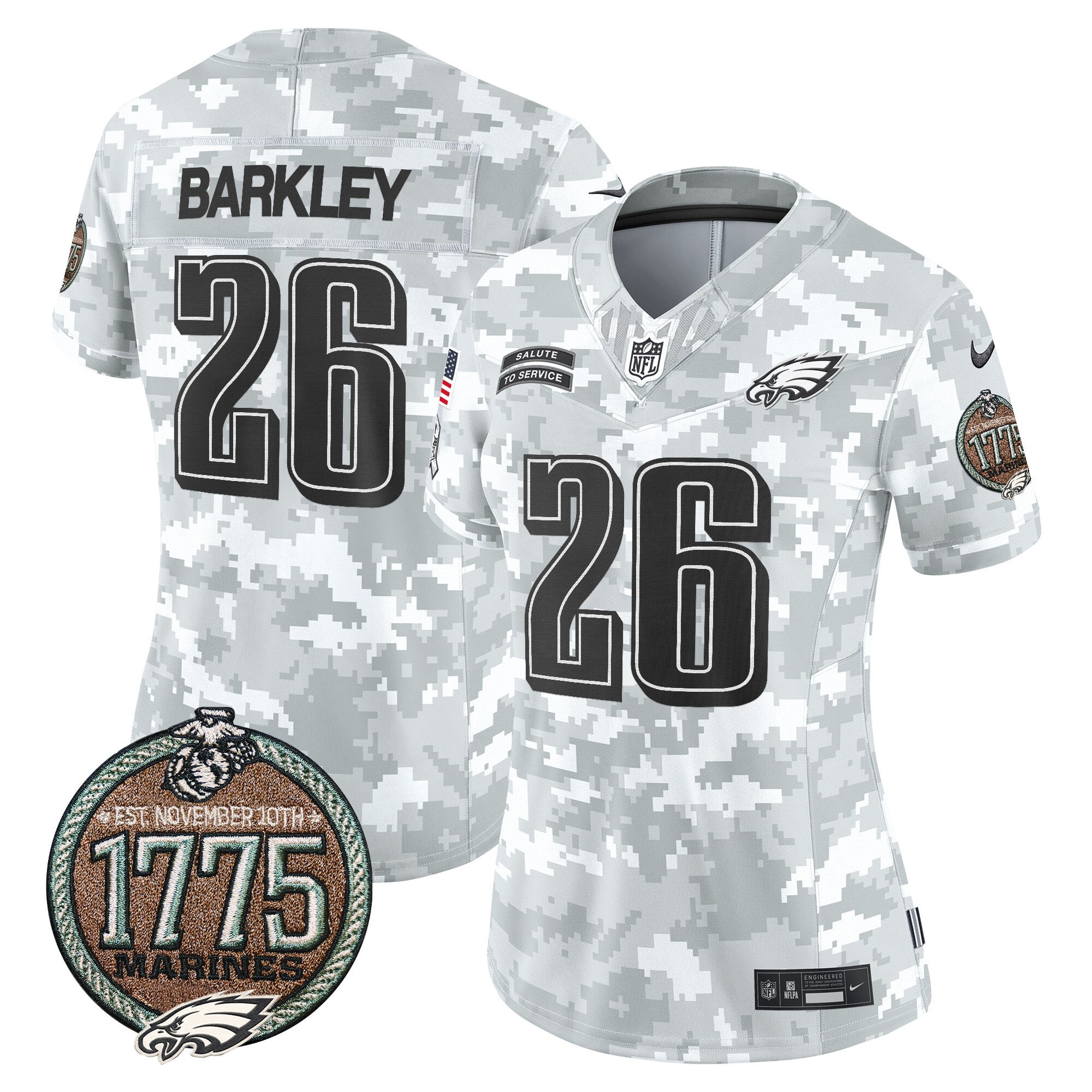 Women’s Philadelphia Eagles 2024 Salute to Service Establishment Year Patch Vapor Limited Jersey – All Stitched
