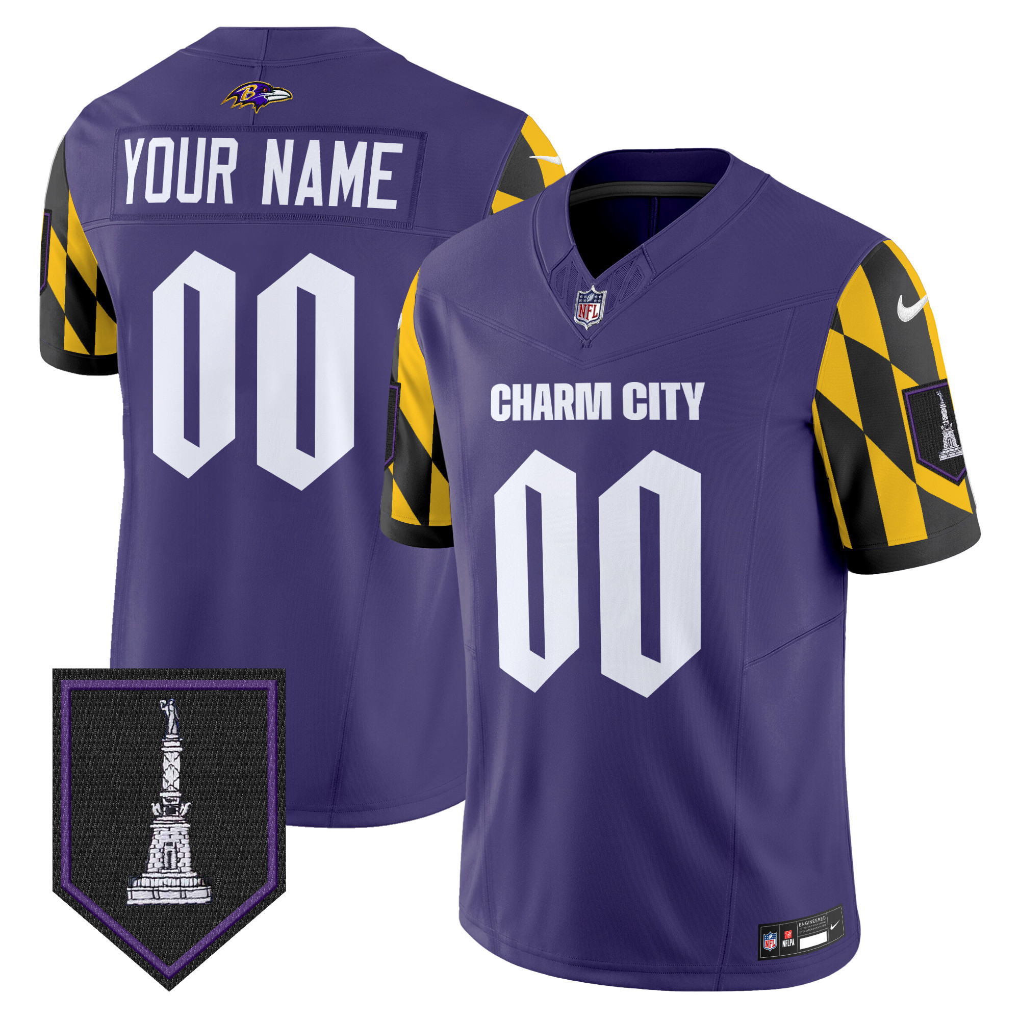 Baltimore Ravens City Edition Patch Vapor Limited Custom Jersey – All Stitched