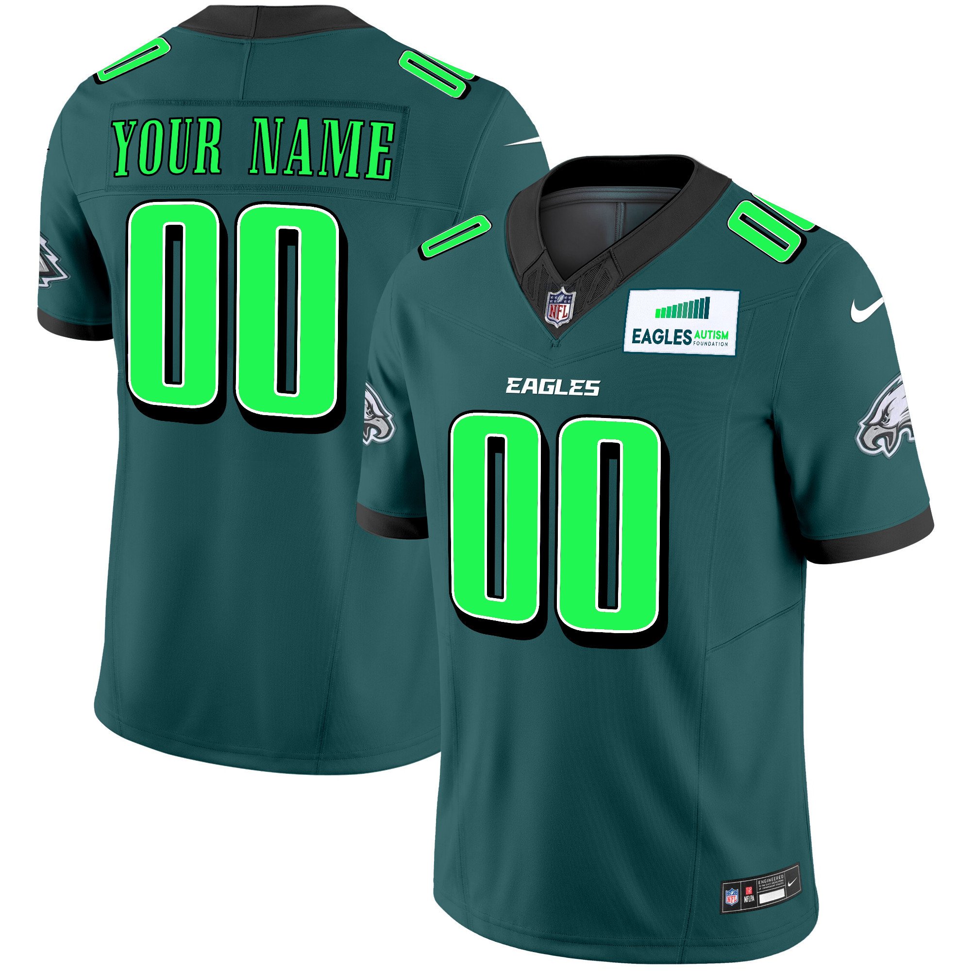 Philadelphia Eagles Autism Foundation Patch Vapor Limited Custom Jersey – All Stitched