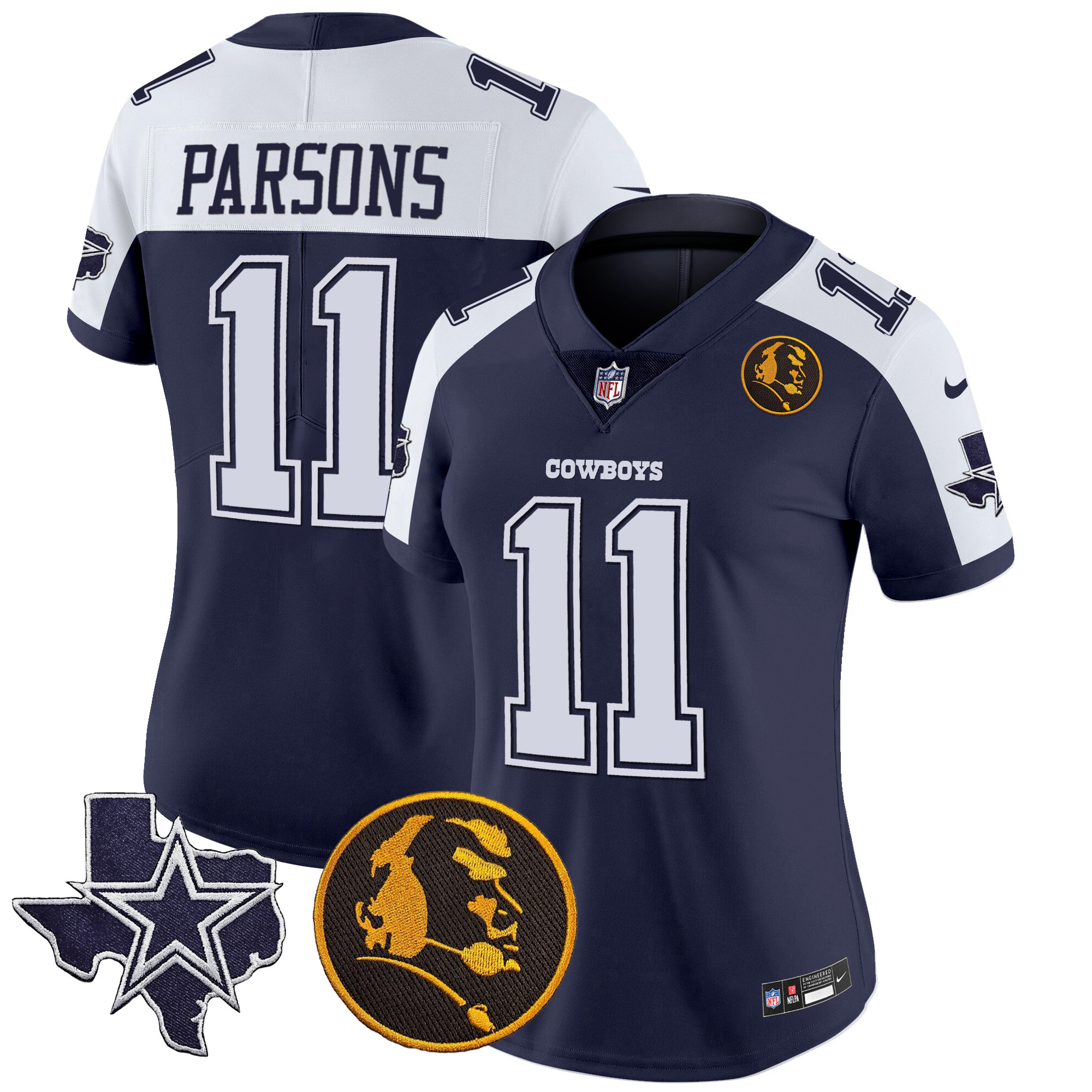 Women’s Dallas Cowboys Texas & John Madden Patch Vapor Jersey – All Stitched