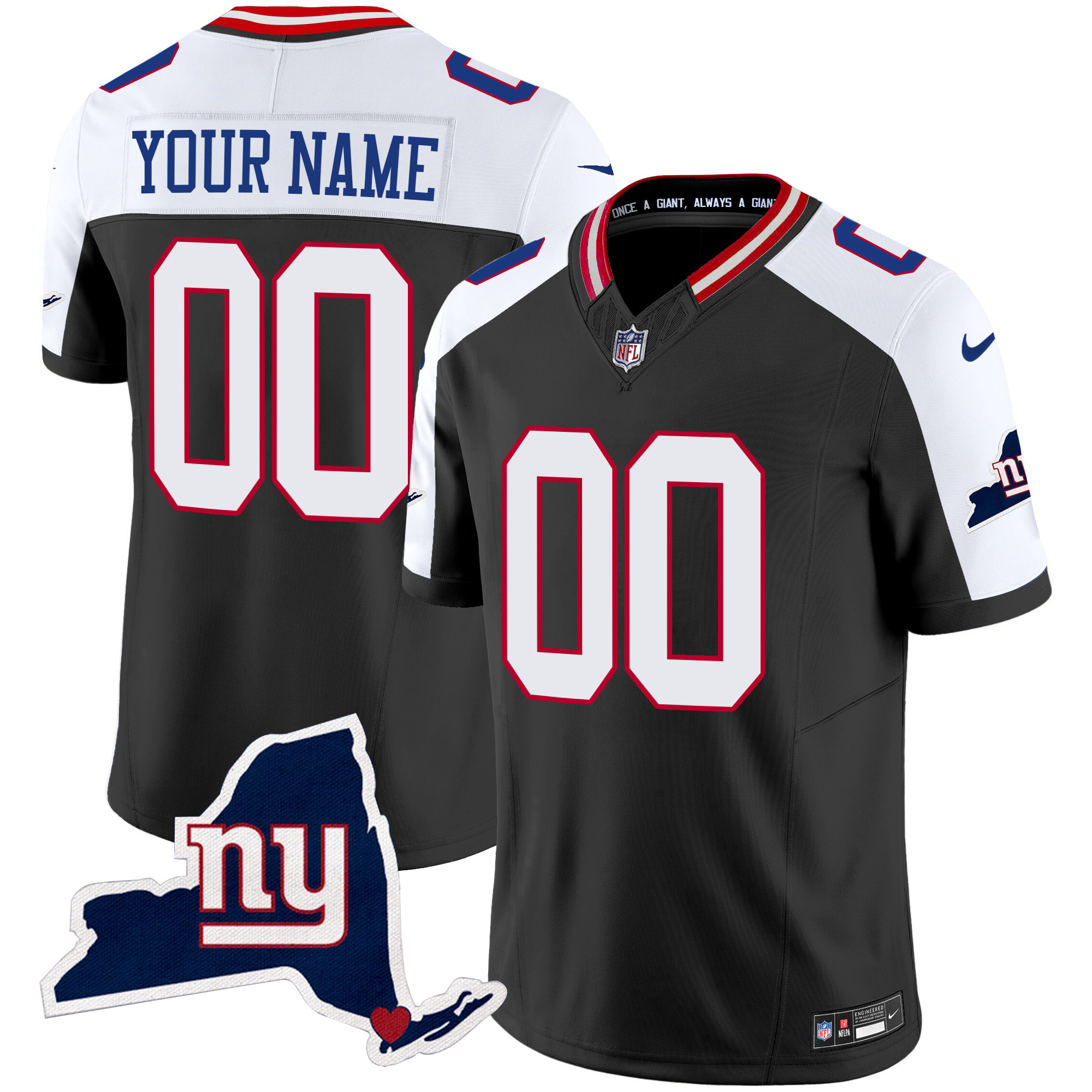 New York Giants New York State Map Patch Limited Custom Jersey V2 – All Stitched