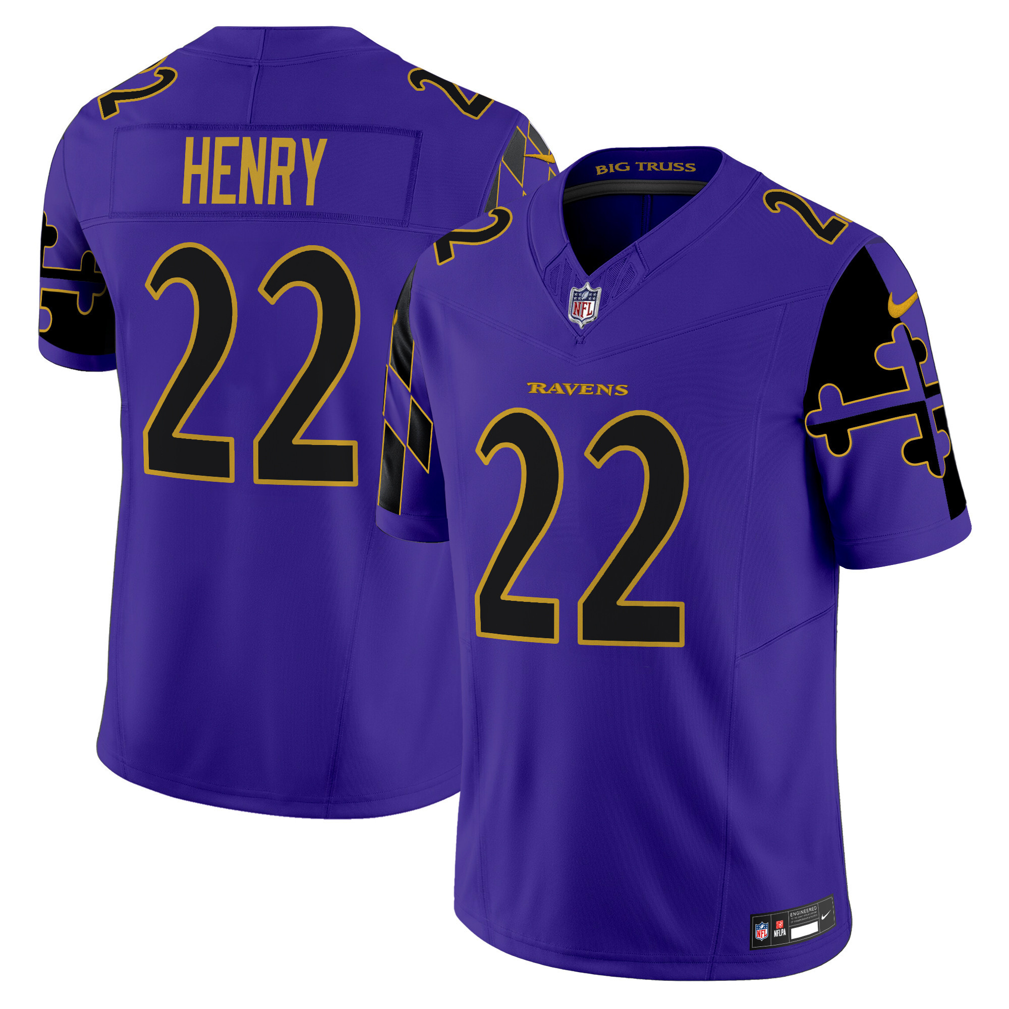 Men’s Baltimore Ravens Maryland Flag Vapor Limited Jersey – All Stitched