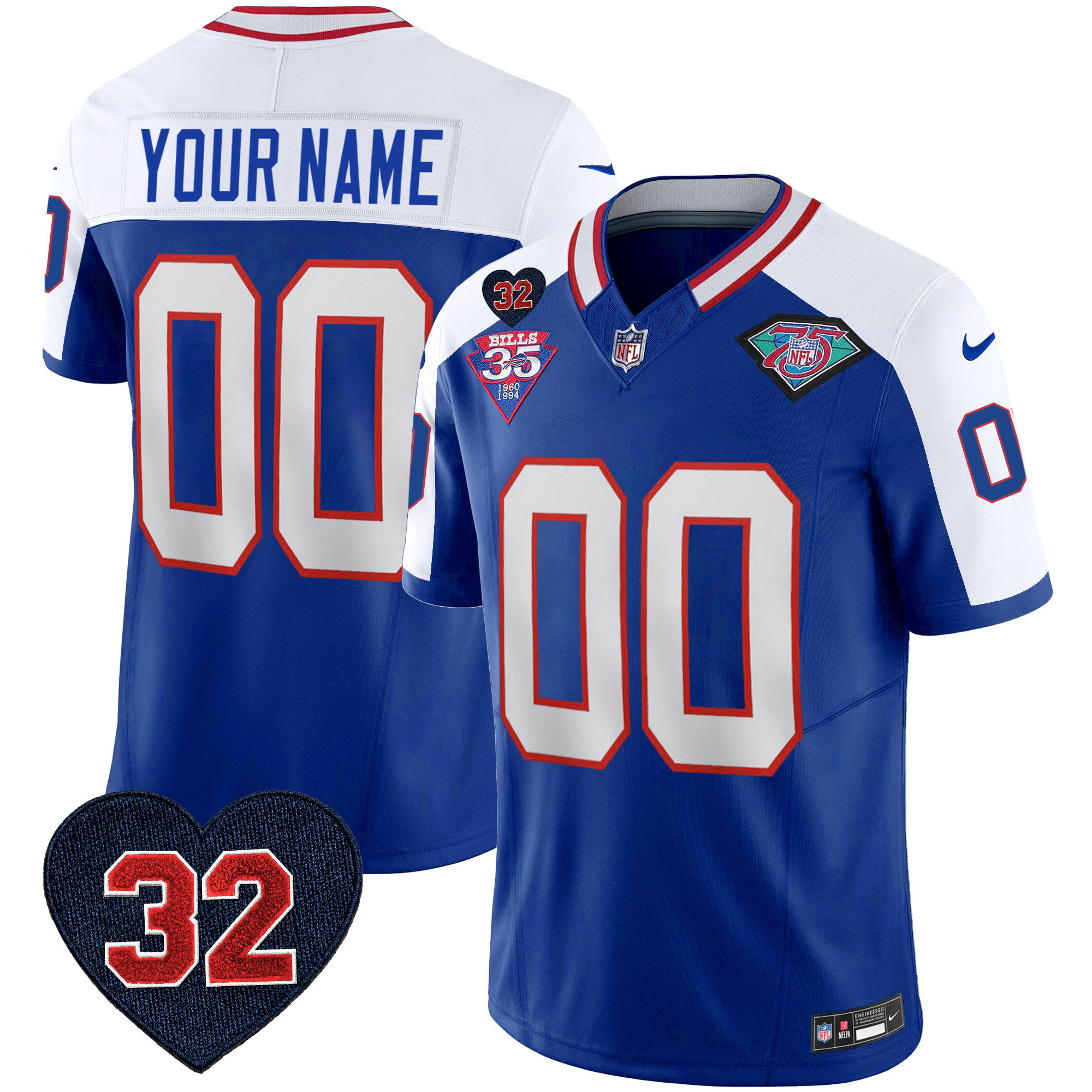 Buffalo Bills 1994 Throwback O.J. Simpson Patch Vapor Limited Custom Jersey – All Stitched