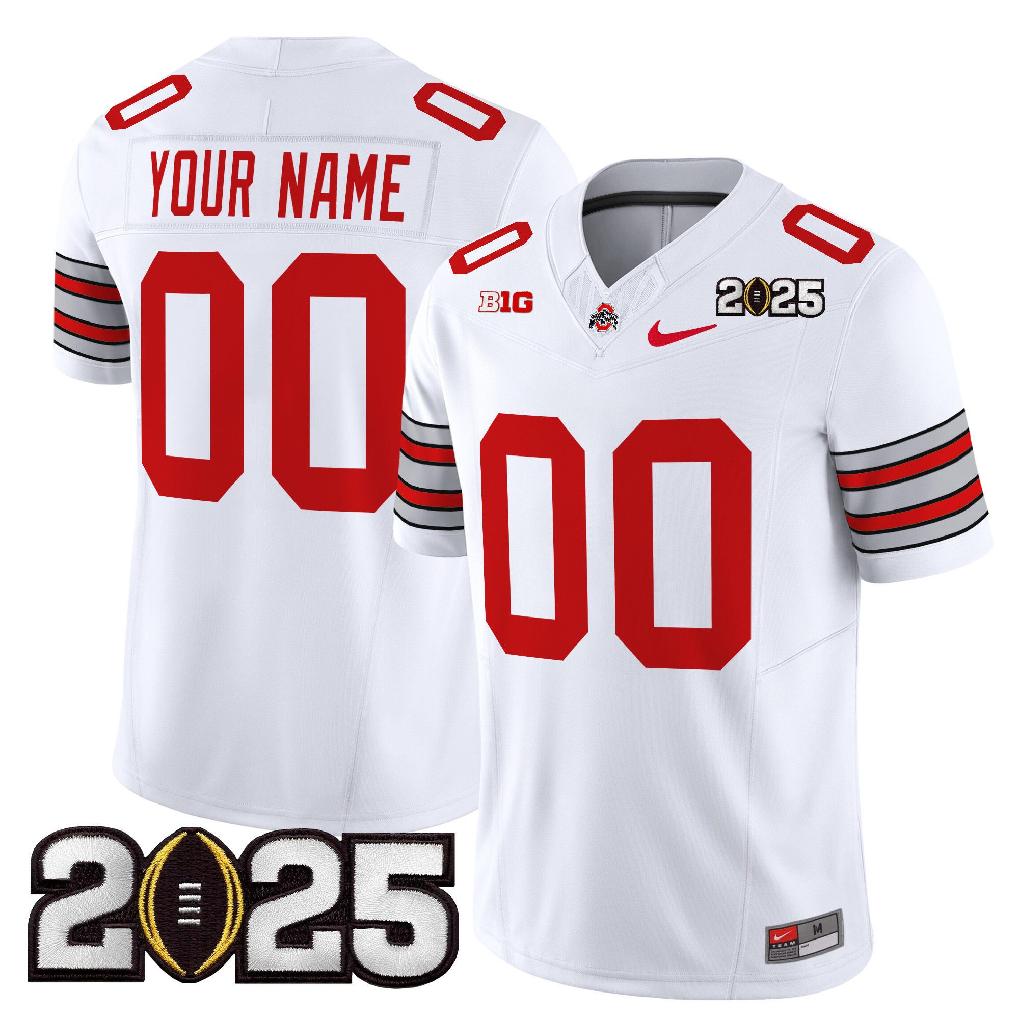 Ohio State Buckeyes ‘Heritage Stripe’ 2025 CFP Final Patch Vapor Limited Custom Jersey – All Stitched