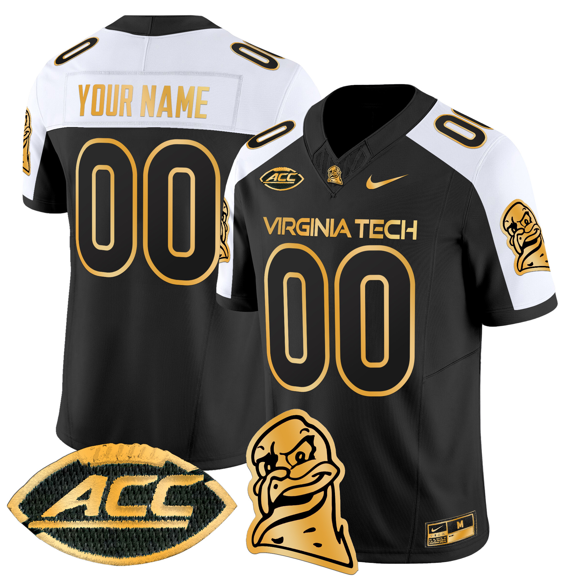 Virginia Tech Hokies 2024 Gold Vapor Limited Custom Jersey – All Stitched