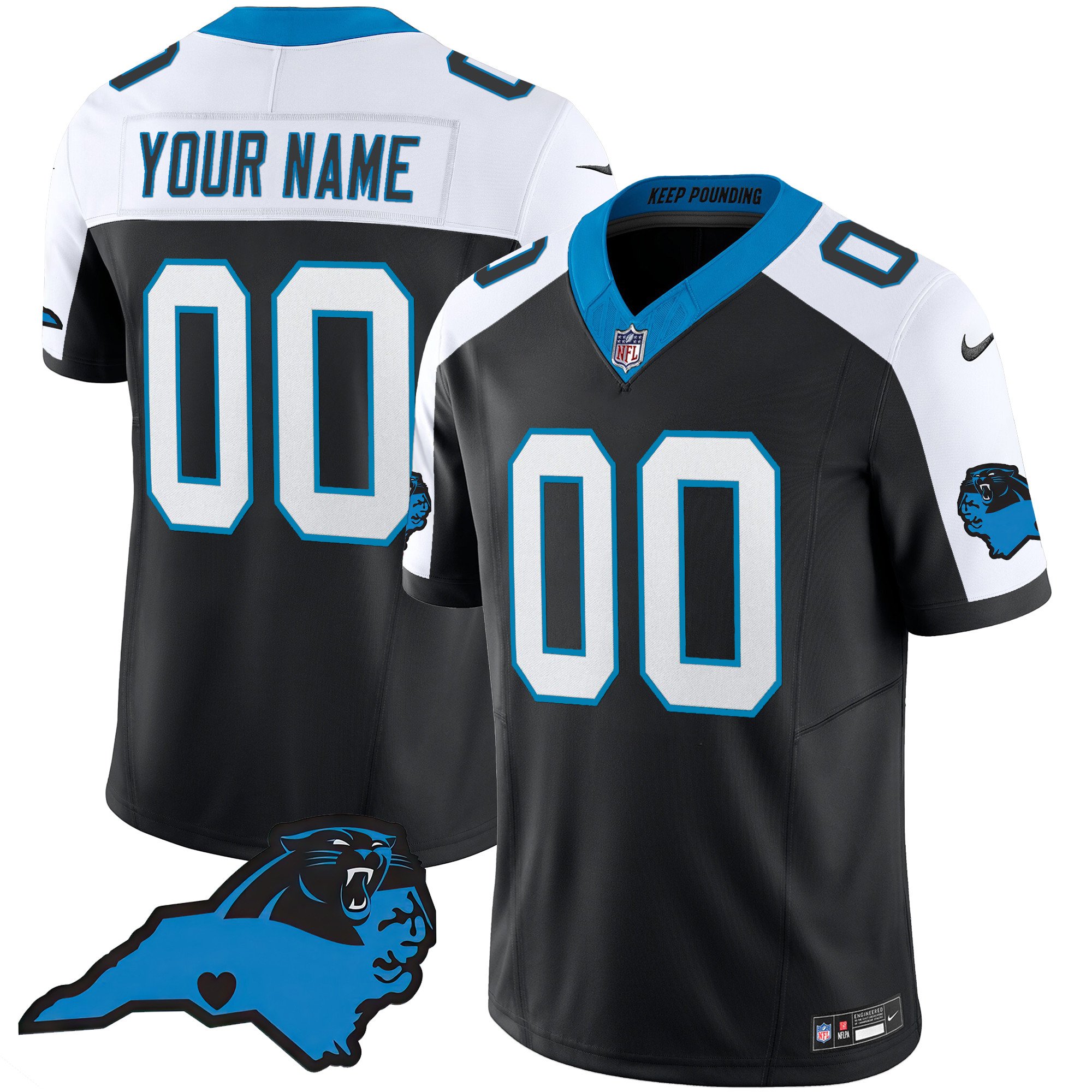 Carolina Panthers Vapor Limited Custom Jersey – Carolina Patch – All Stitched