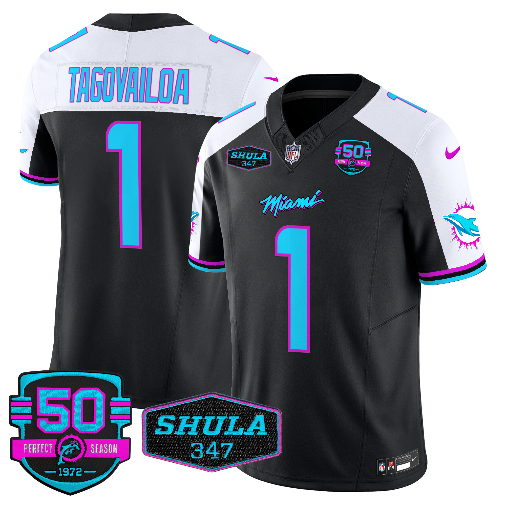Men’s Miami Dolphins “Miami Vice” Vapor Limited Jersey V4 – All Stitched