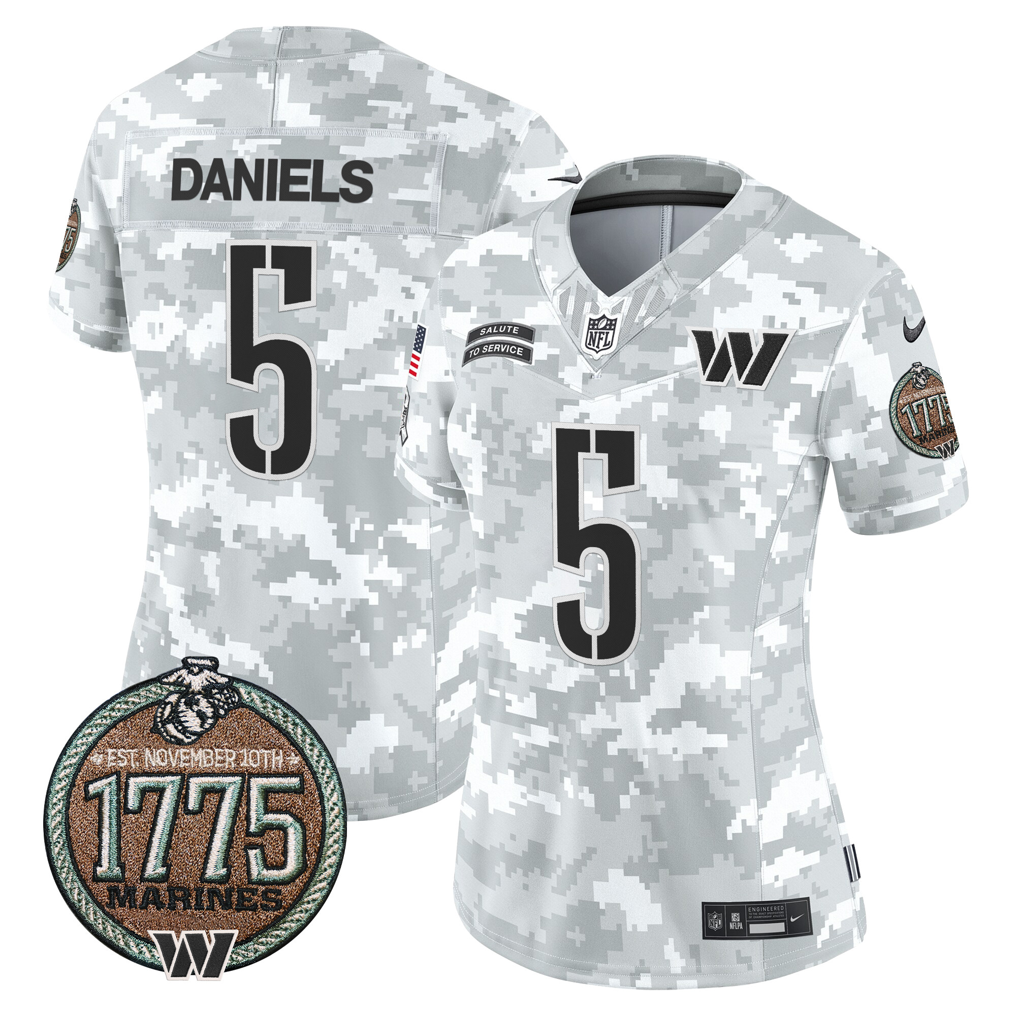 Women’s Washington Commanders 2024 Salute to Service Establishment Year Patch Vapor Limited Jersey – All Stitched