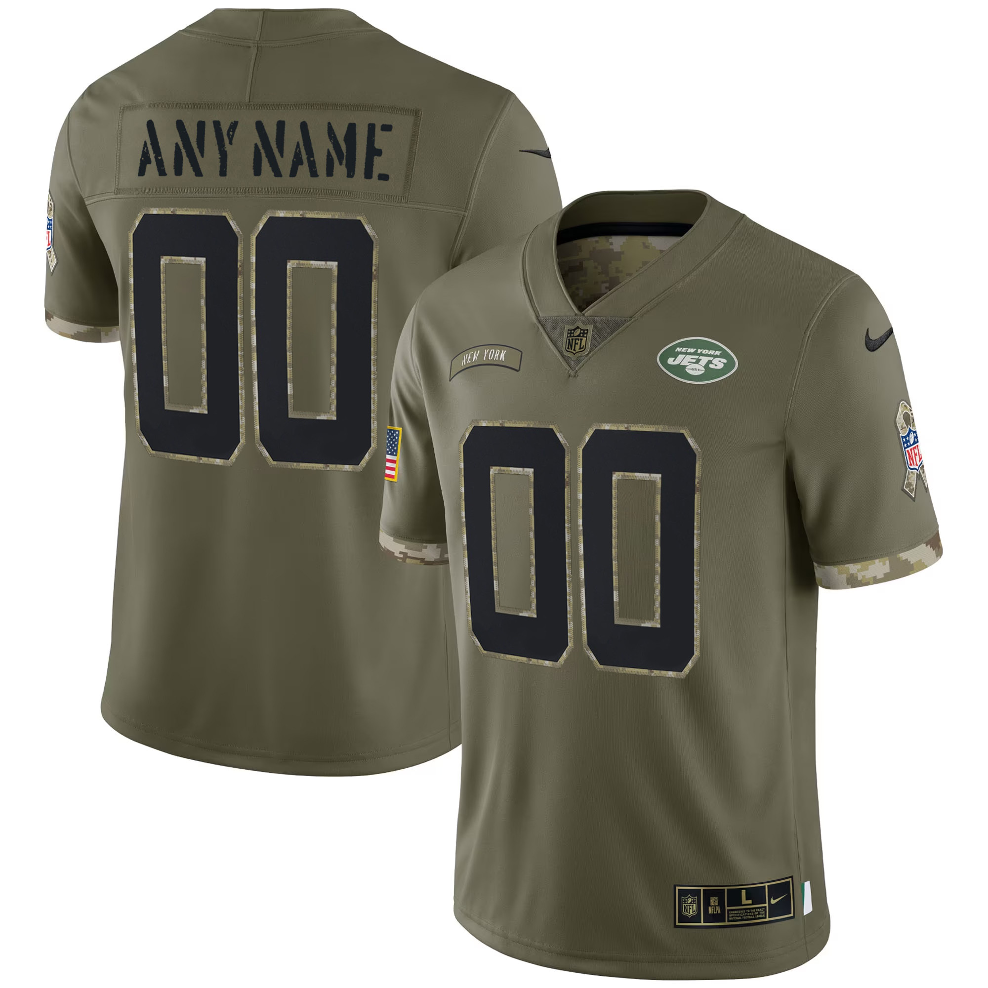 New York Jets Salute To Service Vapor Custom Jersey – All Stitched