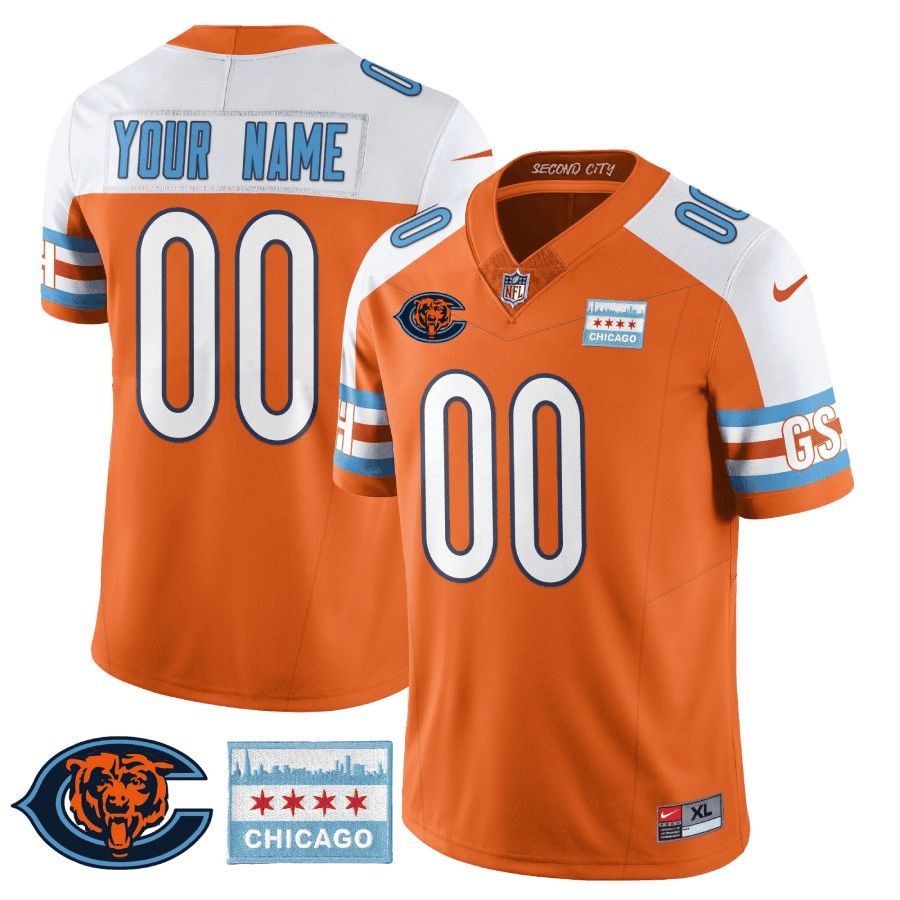 Chicago Bears City Edition GSH Custom Jersey – Chicago Flag – All Stitched