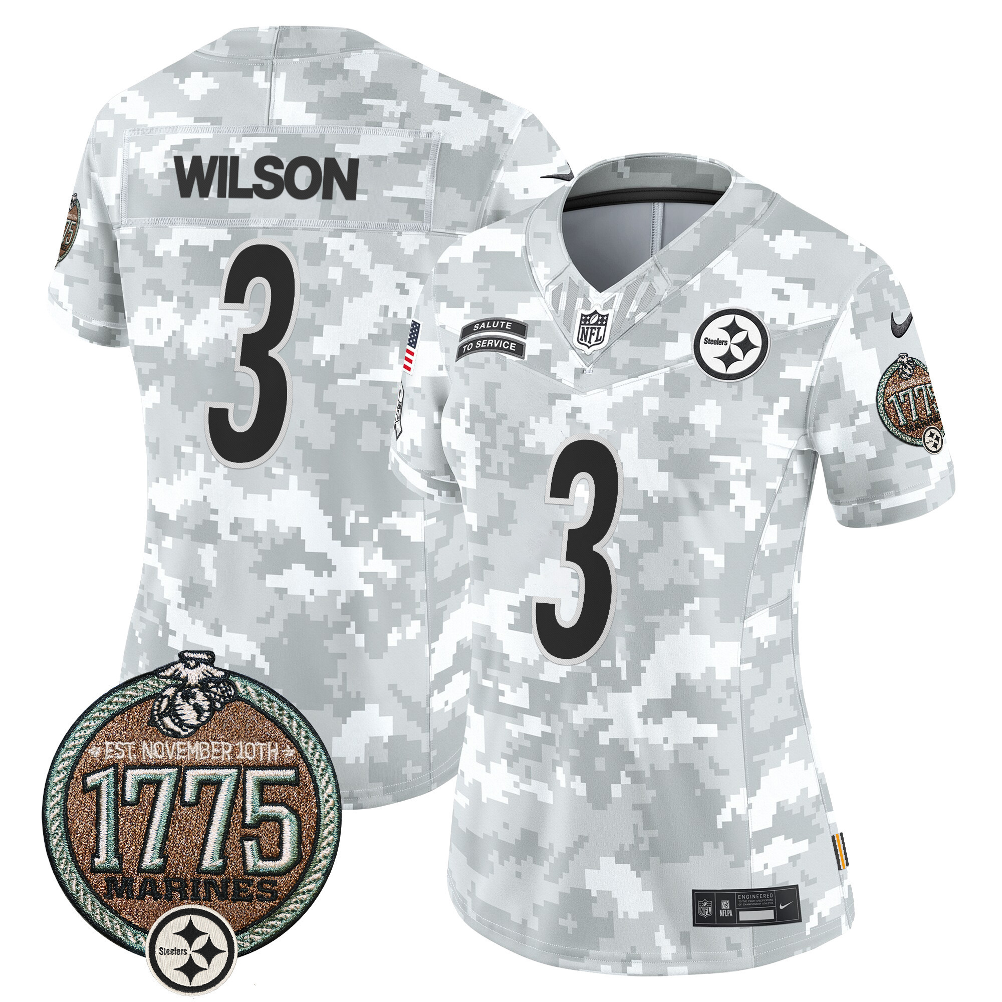 Women’s Steelers 2024 Salute to Service Establishment Year Patch Vapor Limited Jersey – All Stitched