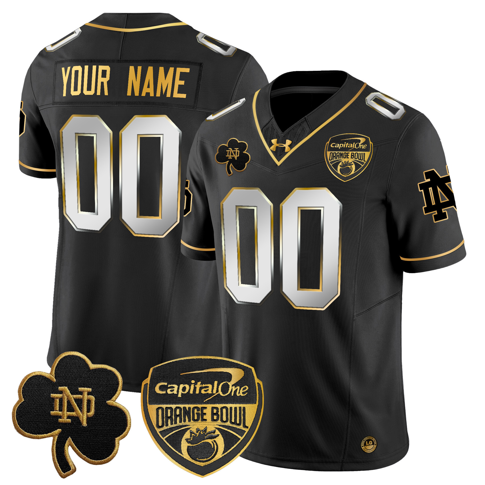 Notre Dame Fighting Irish 2024 Orange Bowl Gold Patch Vapor Limited Custom Jersey – All Stitched