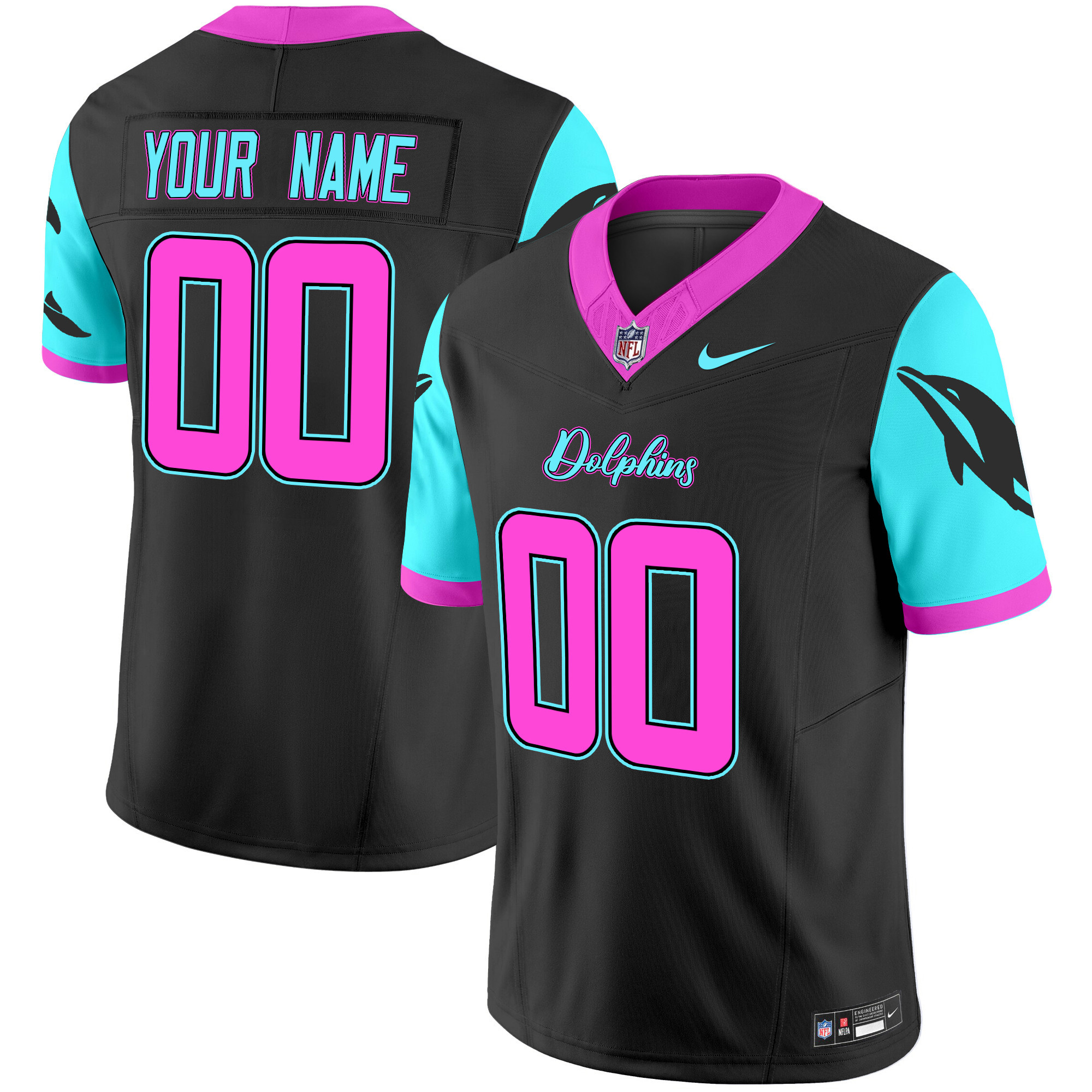 Miami Dolphins “Miami Vice” Vapor Limited Custom Jersey – All Stitched