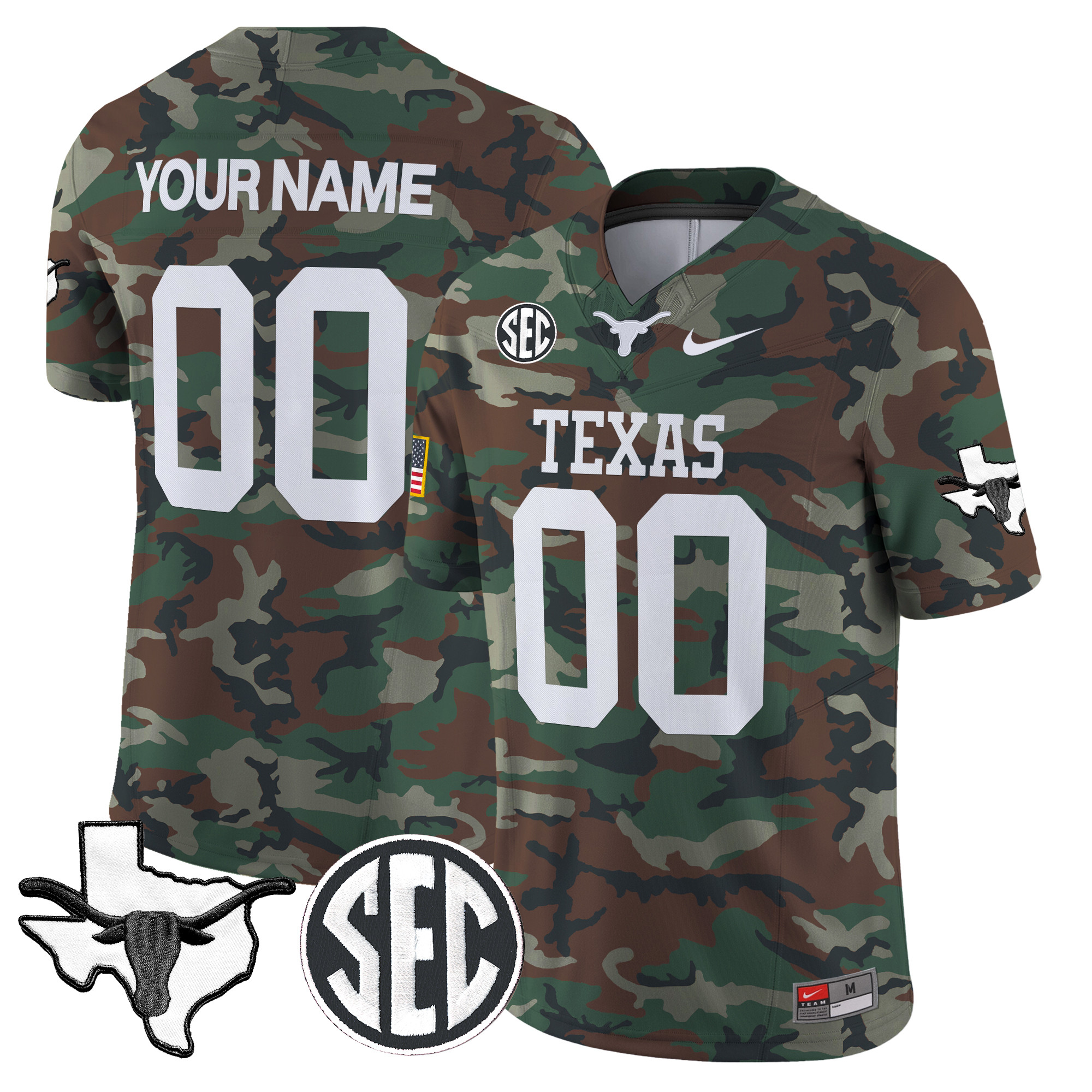 Texas Longhorns 2024 Military Vapor Limited Custom Jersey V2 – All Stitched