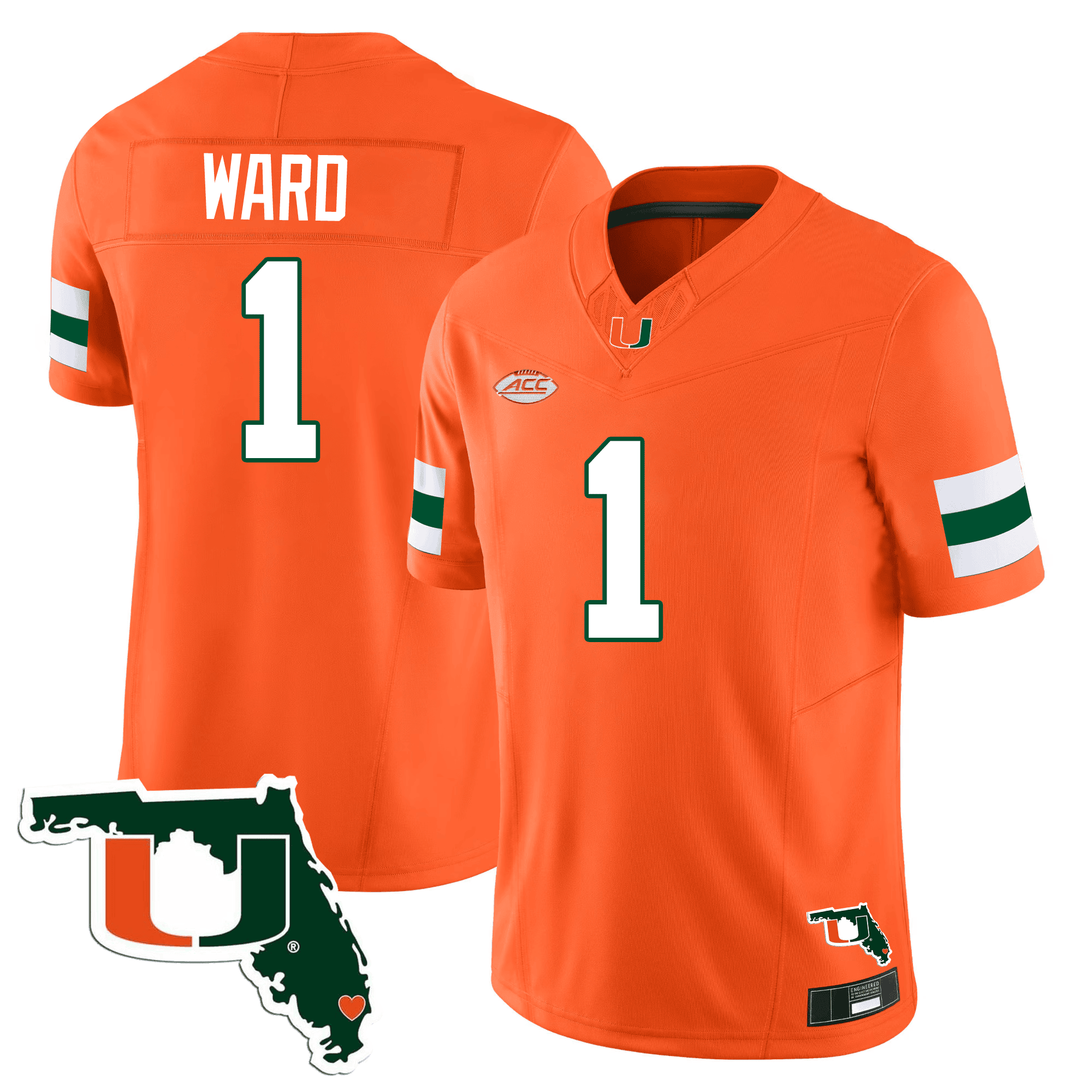 Men’s Miami Hurricanes Florida Map Patch Vapor Premier Limited Jersey – All Stitched