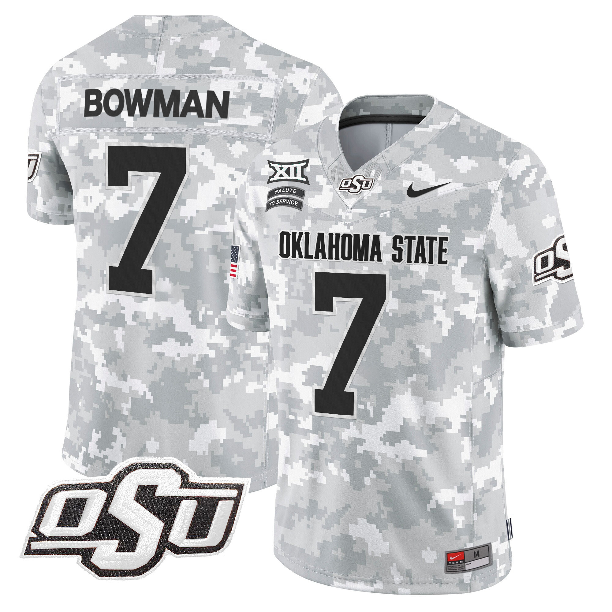 Oklahoma State Cowboys 2024 Salute to Service Vapor Limited Jersey – Arctic Camo – All Stitched