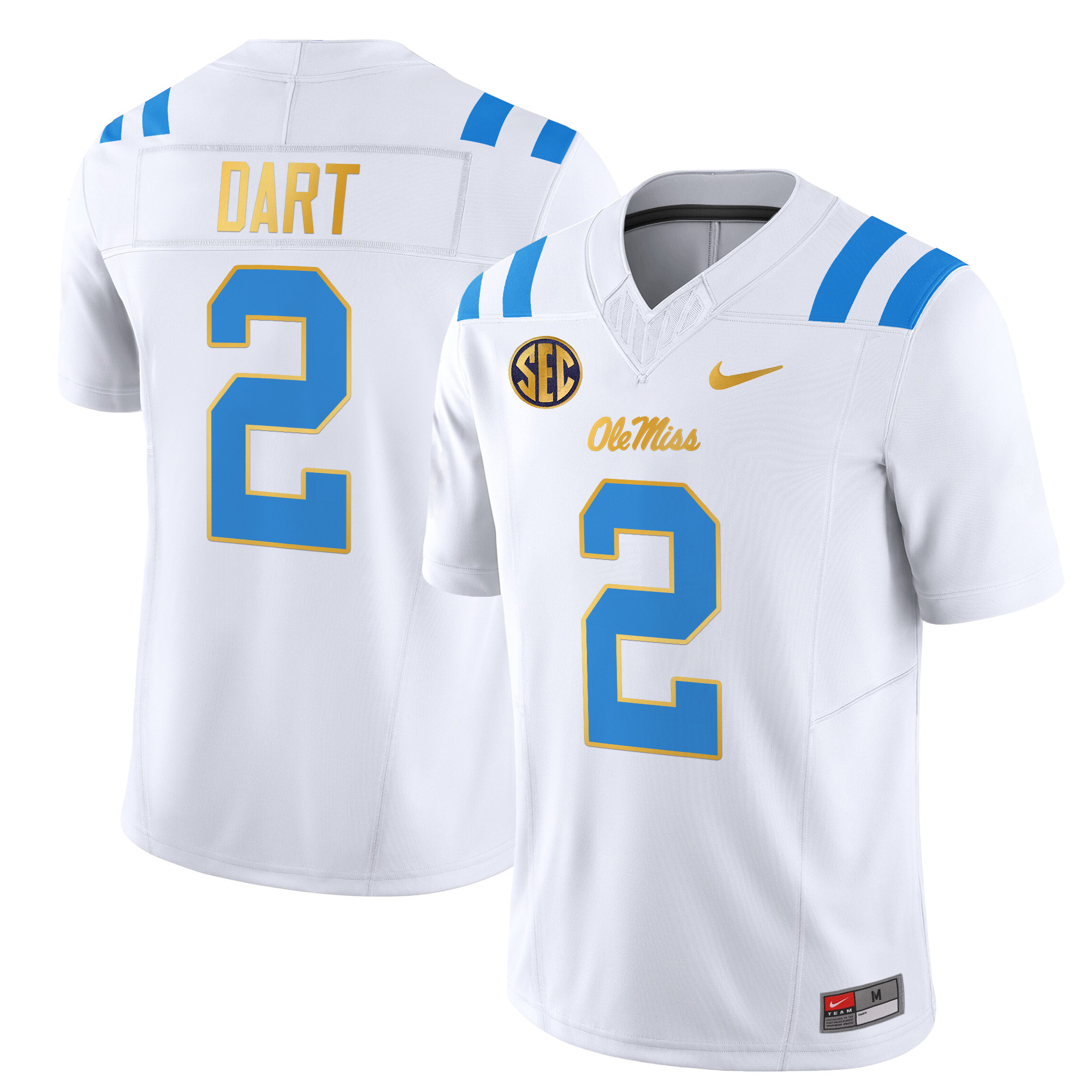 Men’s Ole Miss Rebels 2024 Gold Trim Vapor Limited Jersey – All Stitched