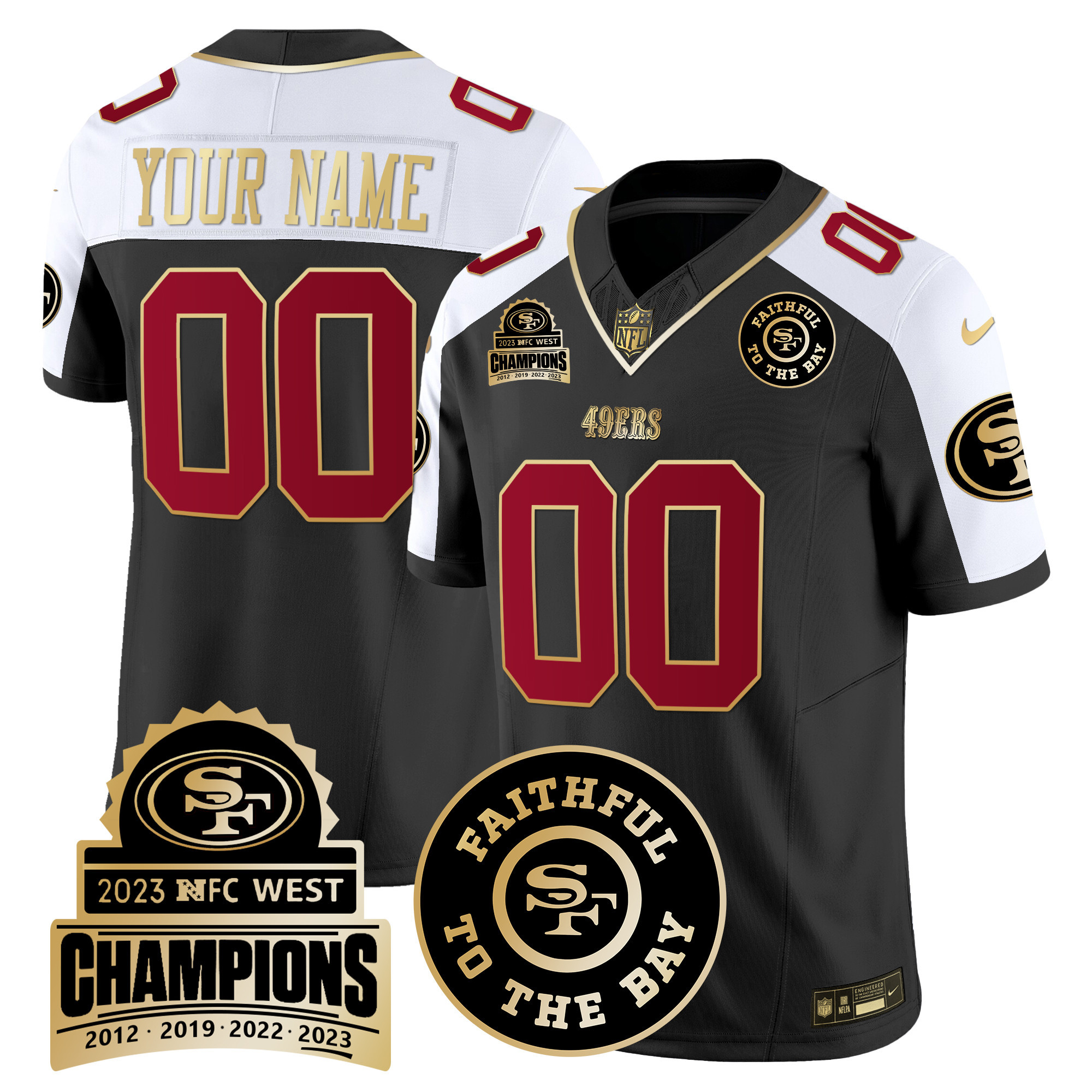 San Francisco 49ers 2023 NFC West Champions Patch Vapor Custom Jersey V3 – All Stitched