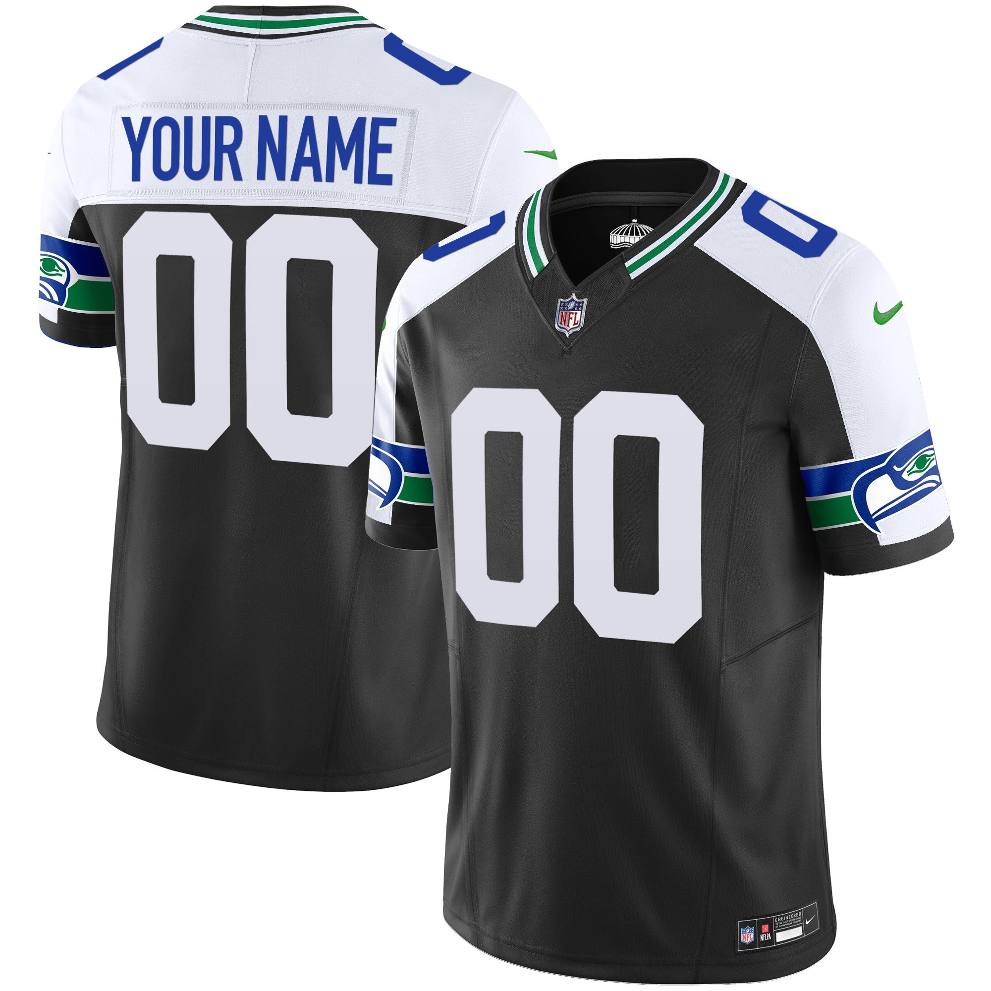 Seattle Seahawks Throwback Vapor Limited Custom Jersey – All Stitched
