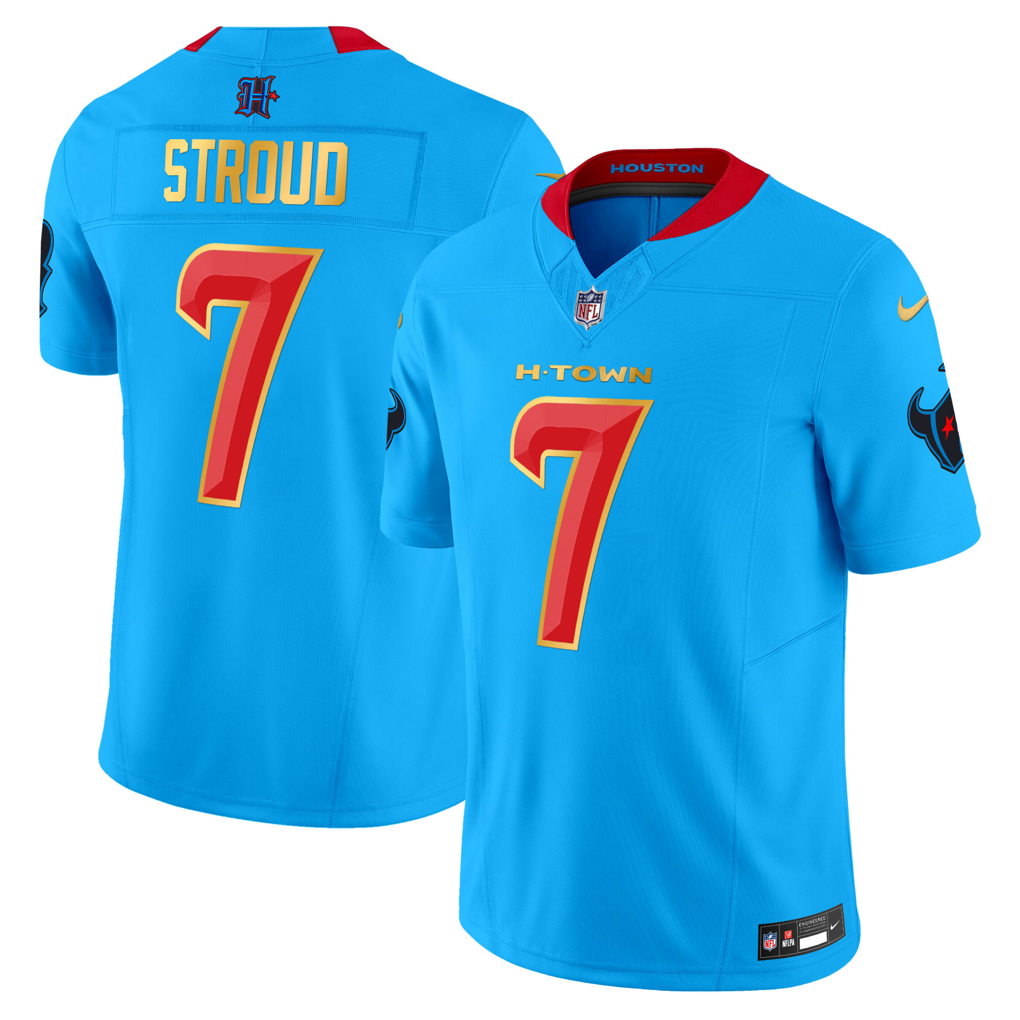 Men’s Houston Texans 2024 Gold Trim Vapor Limited Jersey – All Stitched
