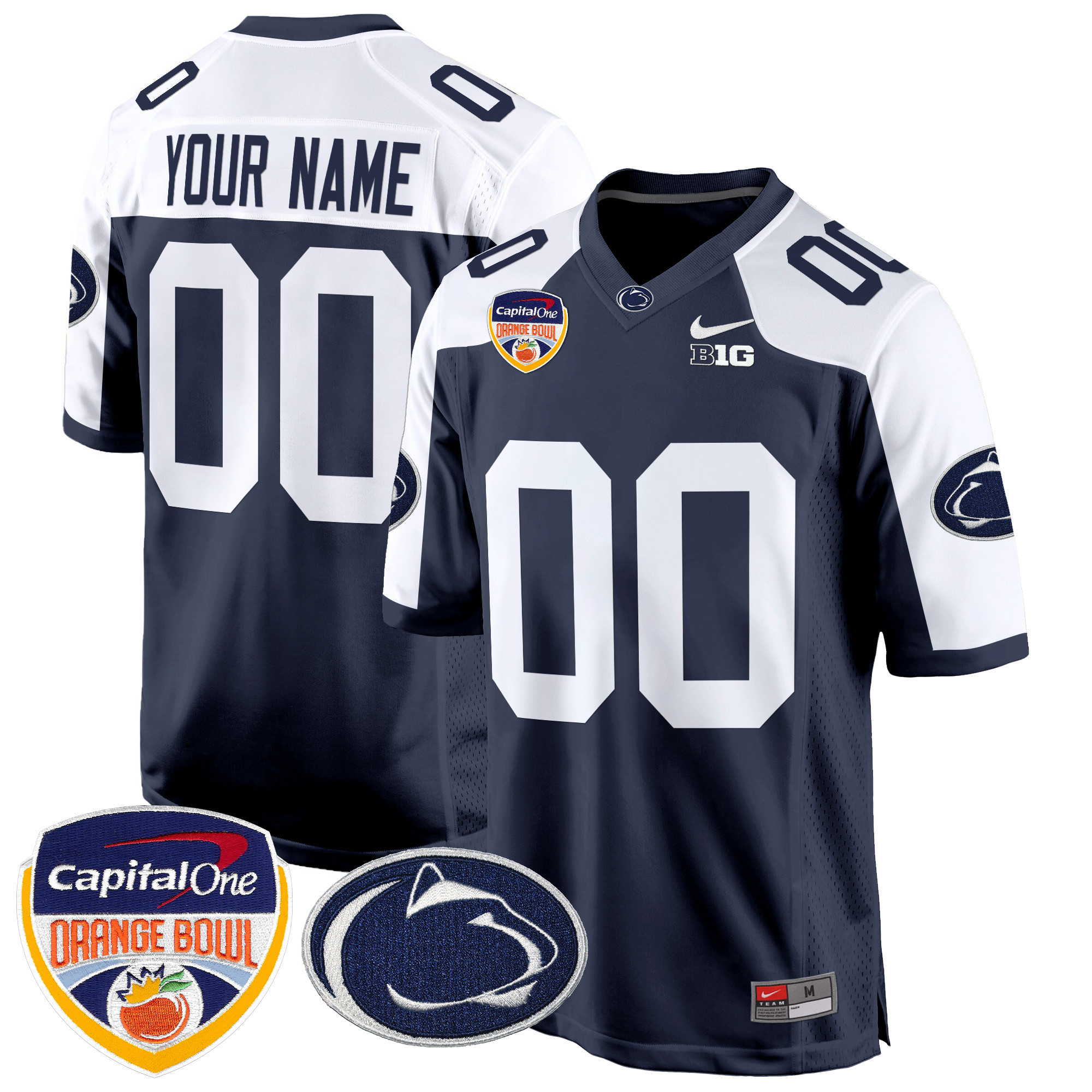 Penn State Nittany Lions Orange Bowl Patch Game Custom Jersey – All Stitched