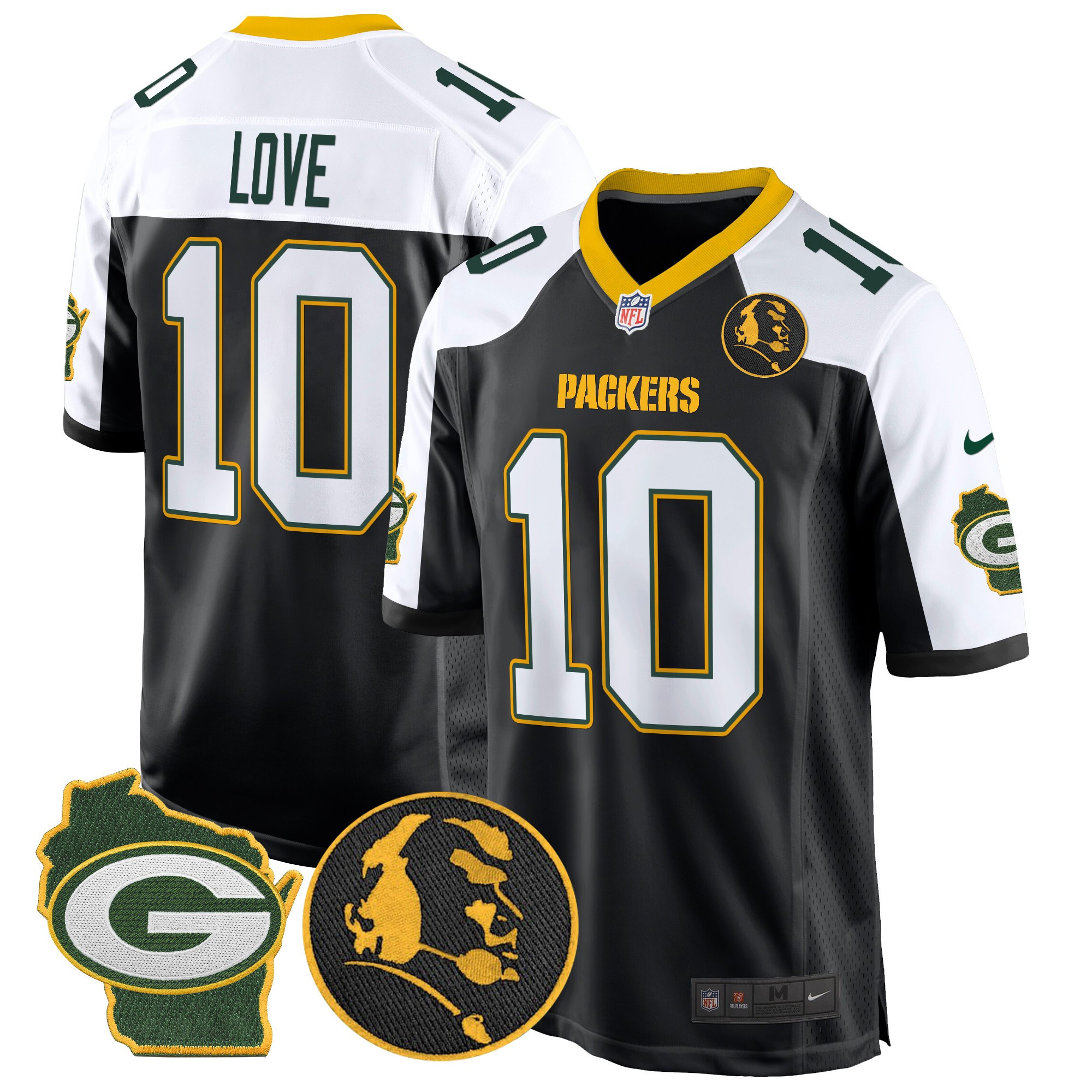 Men’s Packers John Madden & Home Patch Game Jersey – All Stitched