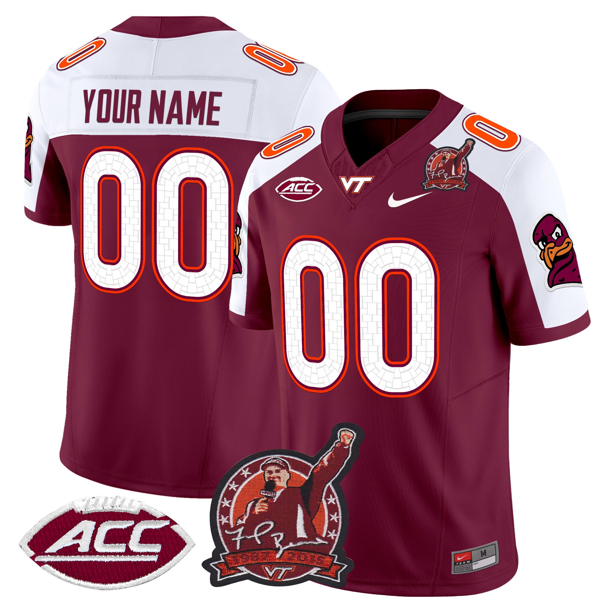Virginia Tech Hokies Coach Frank Beamer Patch 2024 Vapor Limited Custom Jersey V2 – All Stitched