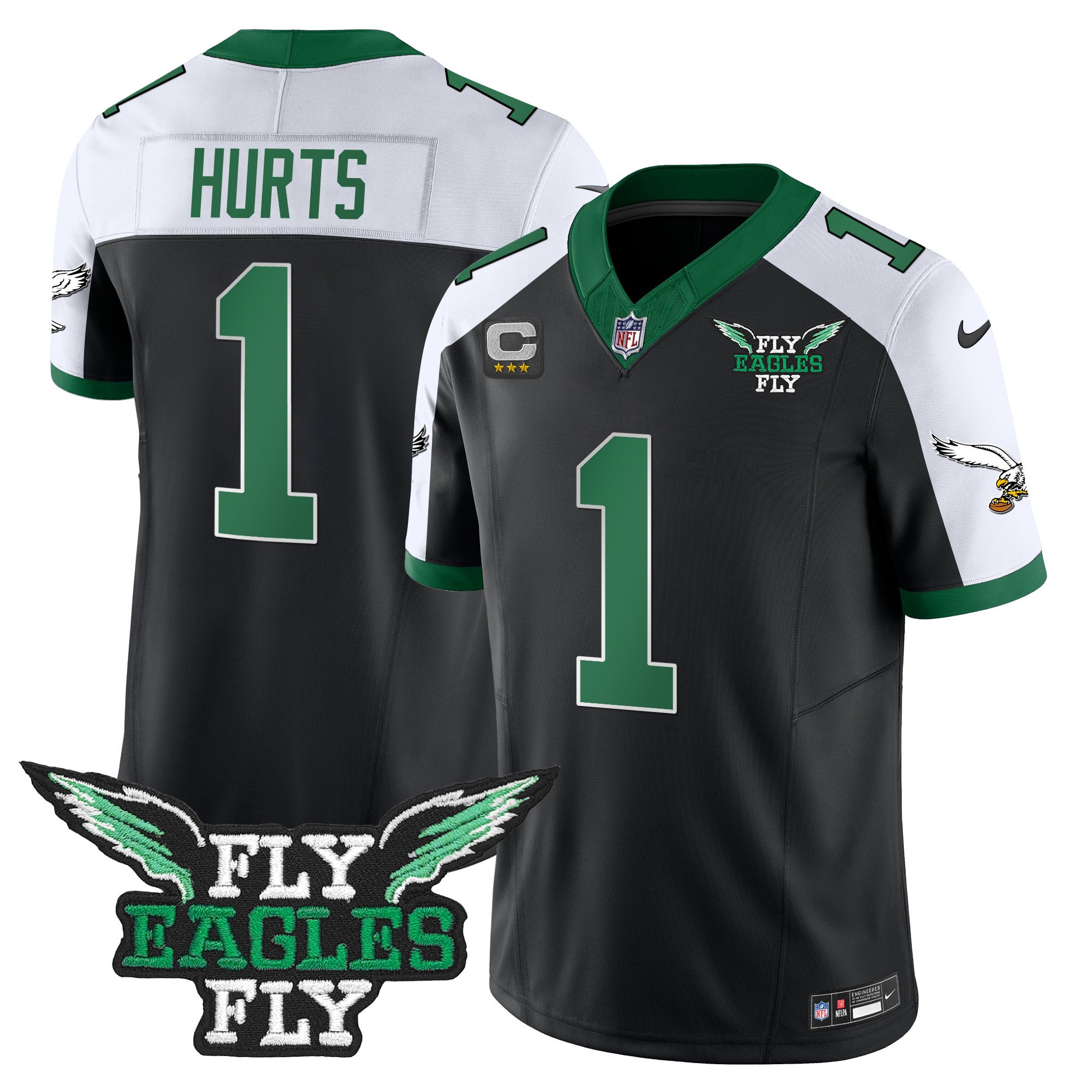 Men’s Fly Philadelphia Eagles Fly Patch Throwback Kelly Green Vapor Jersey – All Stitched