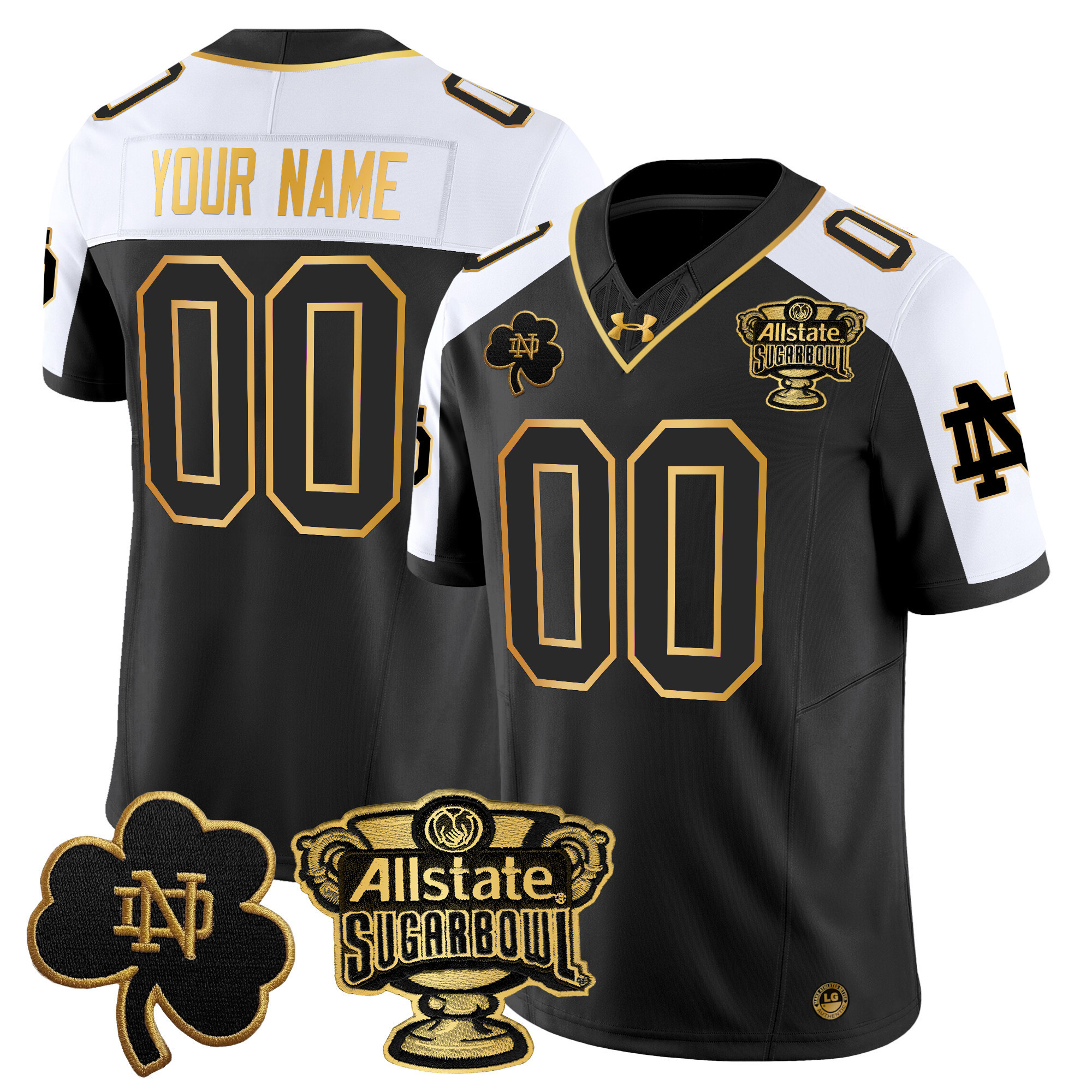 Notre Dame Fighting Irish 2024 Sugar Bowl Gold Patch Vapor Limited Custom Jersey V2 – All Stitched
