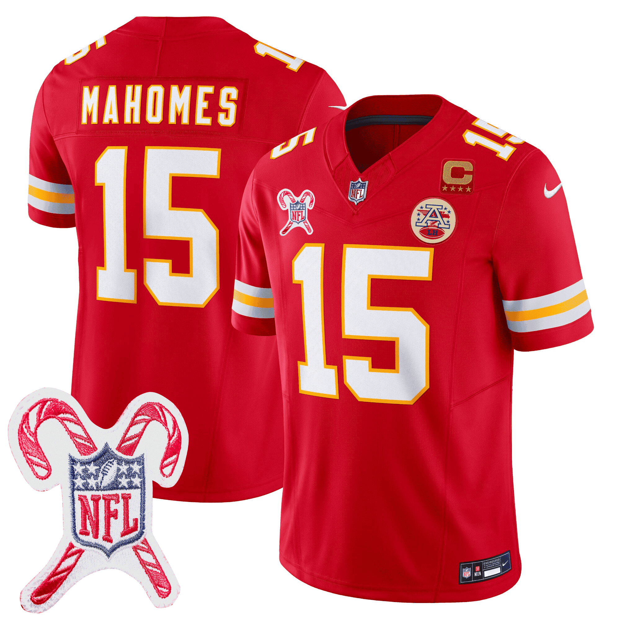 Men’s Kansas City Chiefs Christmas Patch Vapor Limited Jersey – All Stitched