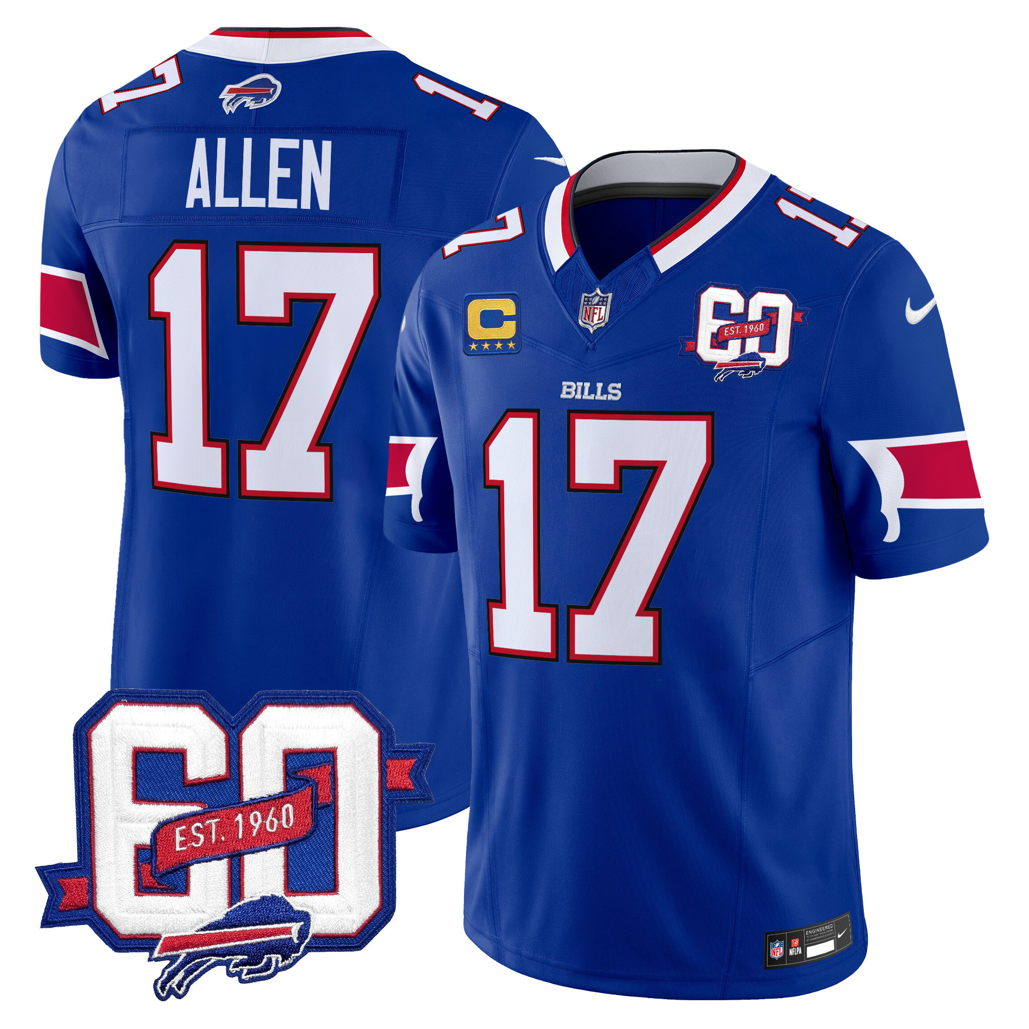 Men’s Buffalo Bills 60th Anniversary Patch Vapor Limited Jersey – All Stitched