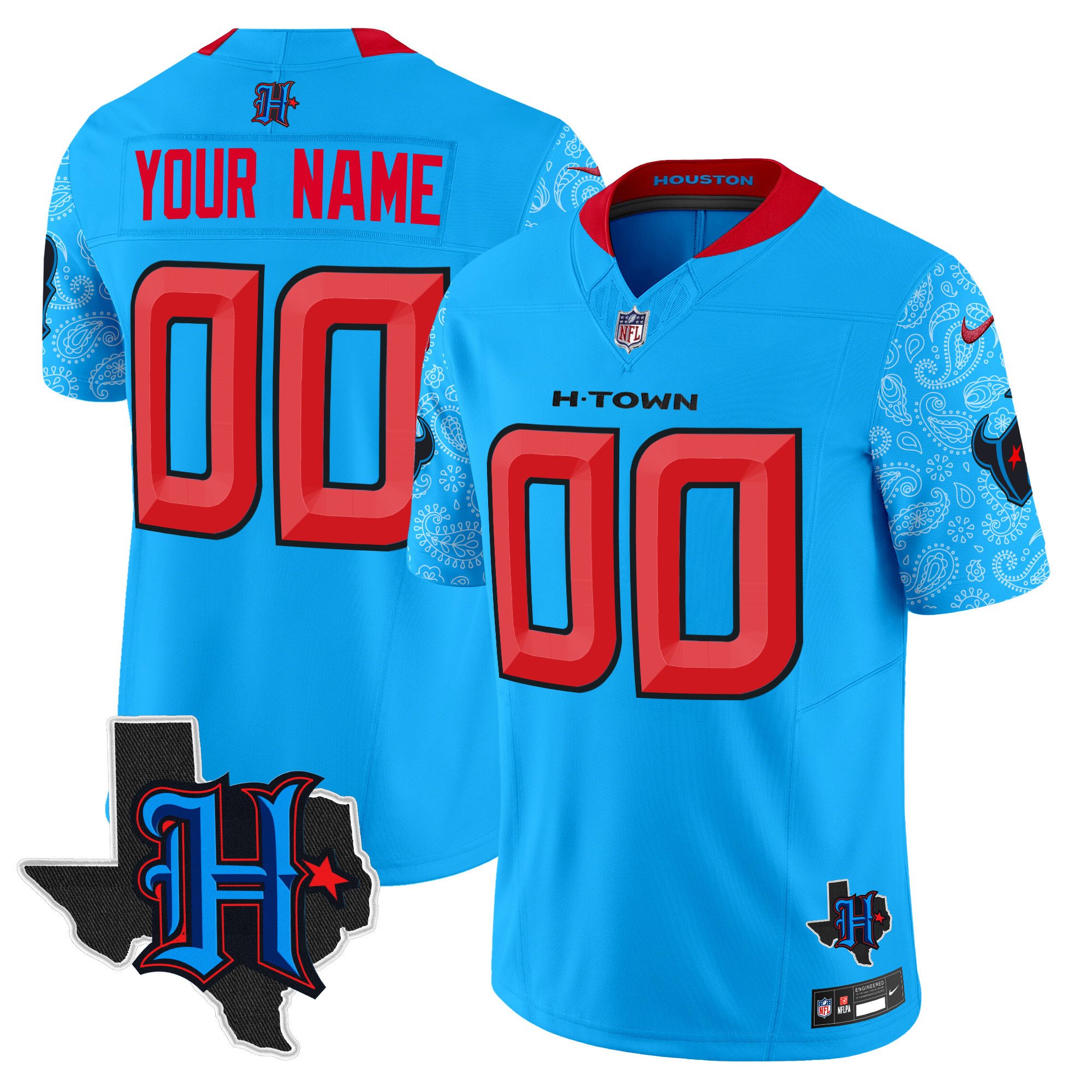 Houston Texans 2024 Texas Patch Vapor Limited Custom Jersey V4 – All Stitched