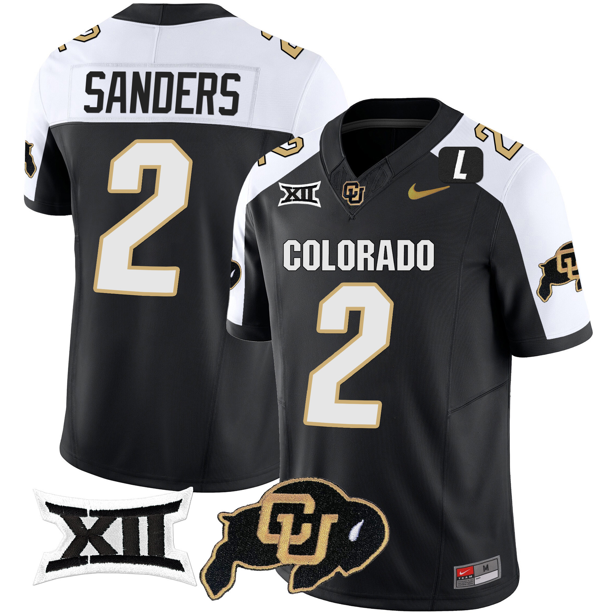 Men’s Colorado Buffaloes Vapor Limited Jersey V2 – Big 12 XII Patch – All Stitched