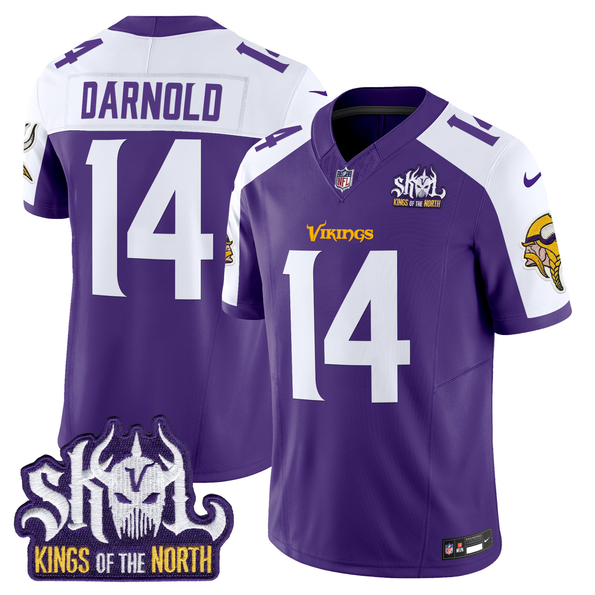 Men’s Minnesota Vikings Kings Of The North Patch Vapor Limited Jersey – All Stitched