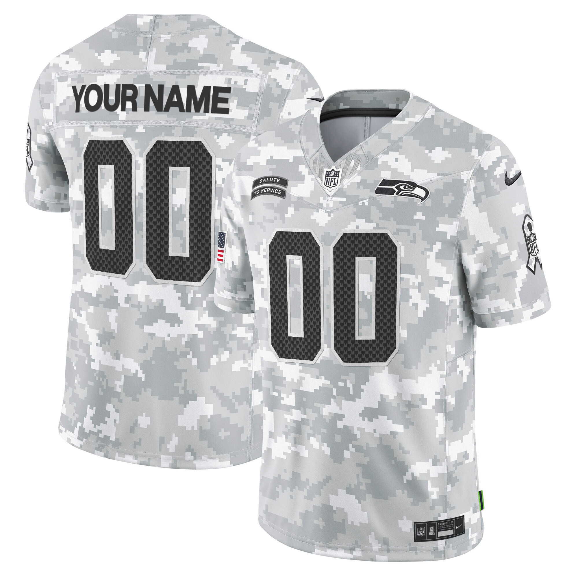 Seattle Seahawks 2024 Salute to Service Vapor Limited Custom Jersey – Arctic Camo – All Stitched