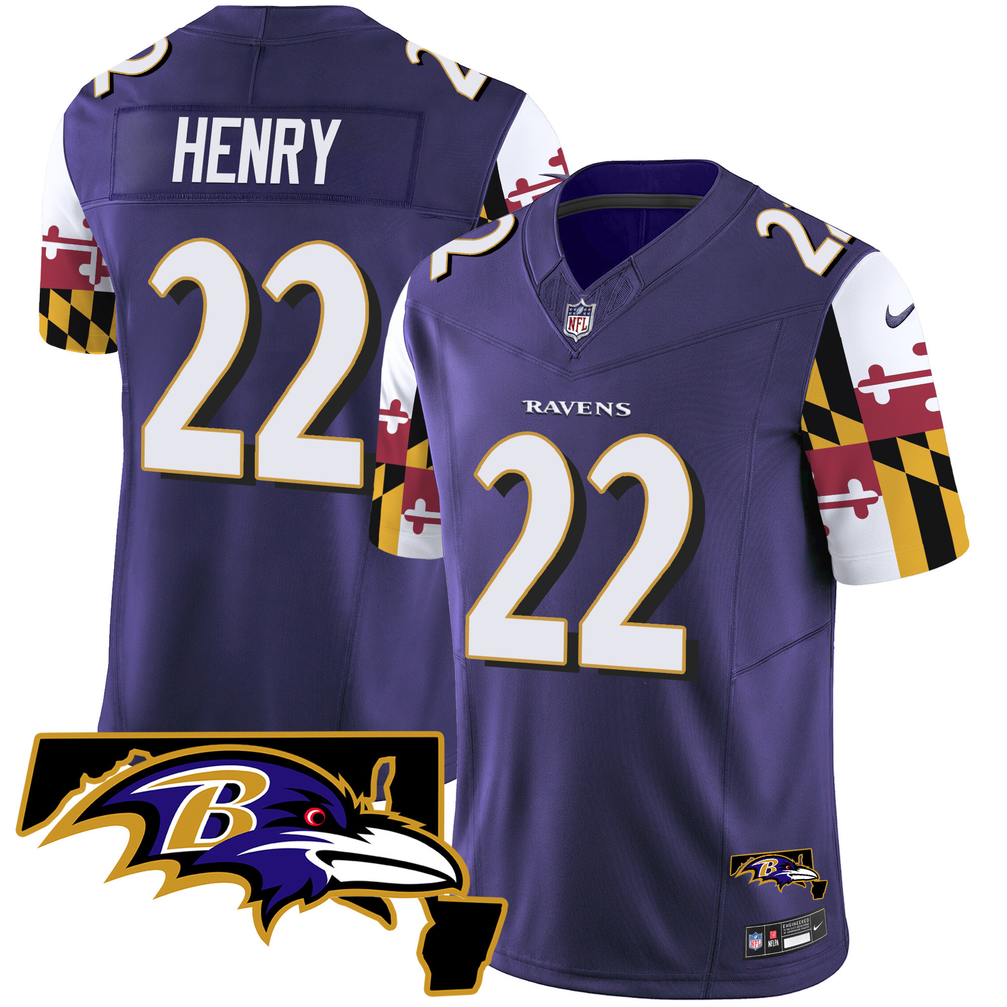 Men’s Baltimore Ravens Maryland Flag Vapor Limited Jersey V2 – All Stitched