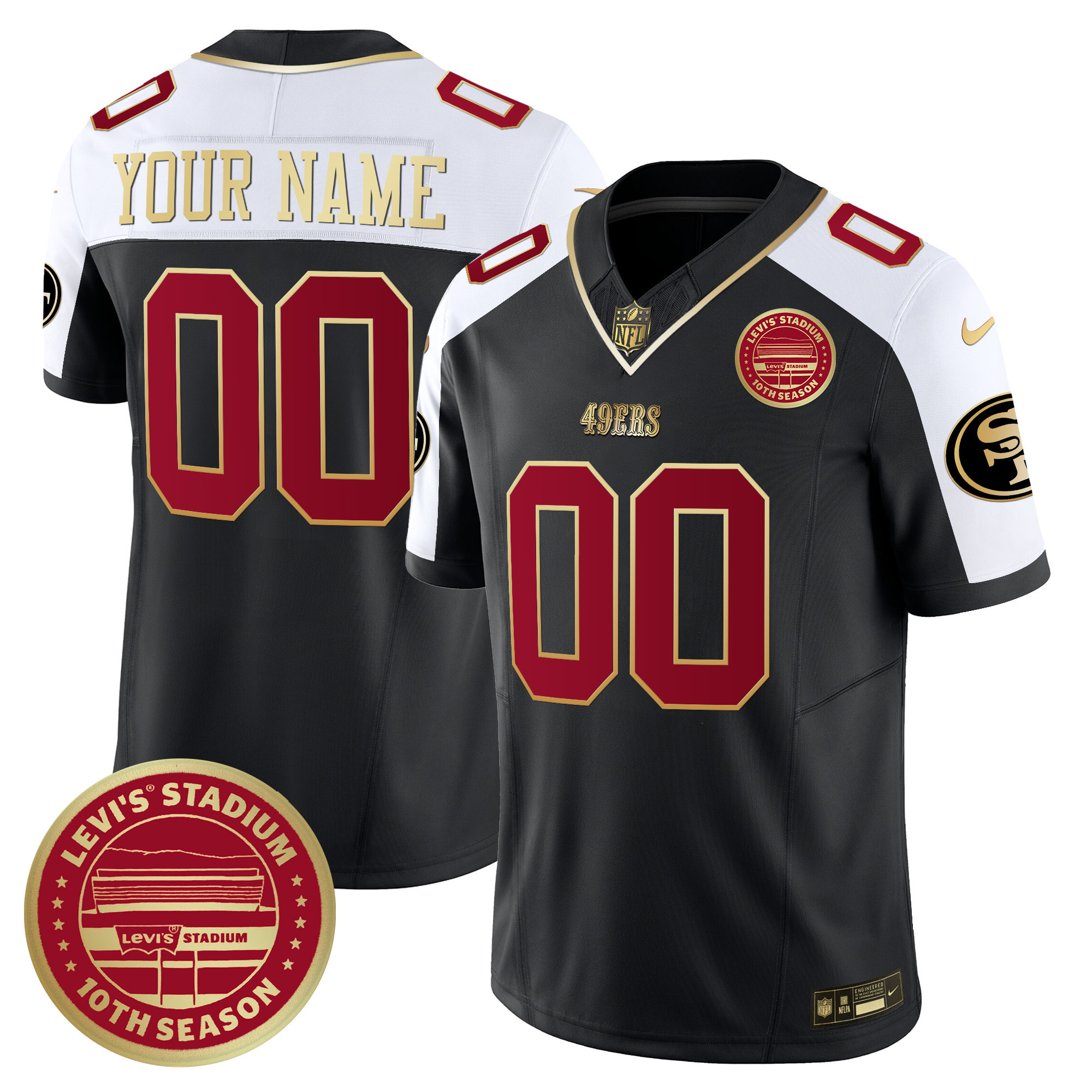 San Francisco 49ers Levi’s Stadium 10th Season Patch Vapor Limited Custom Jersey – All Stitched