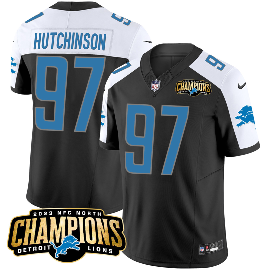 Men’s Detroit Lions 2023 NFC North Champions Patch Vapor Jersey – All Stitched