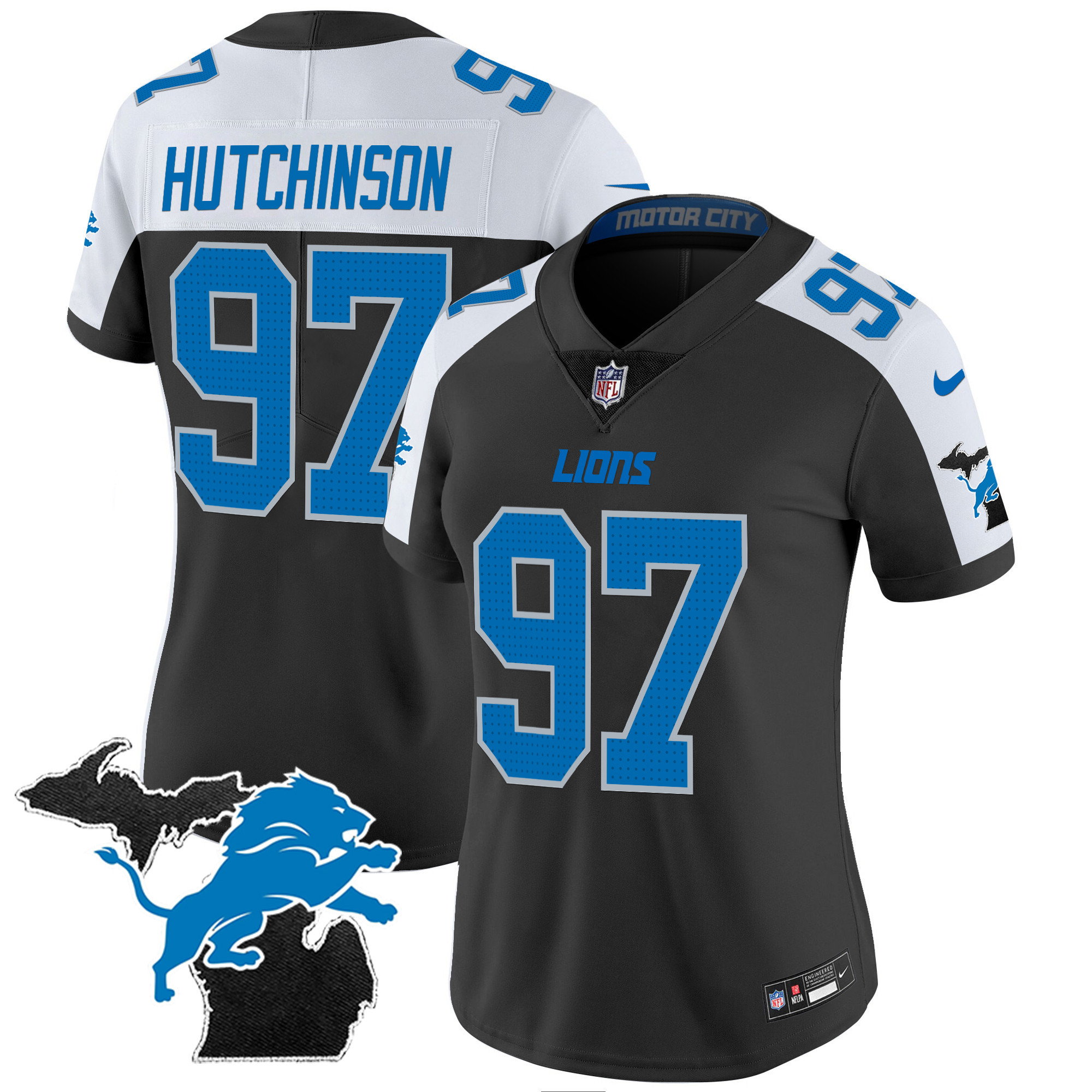 Women’s Detroit Lions 2024 Michigan Patch Vapor Jersey – All Stitched