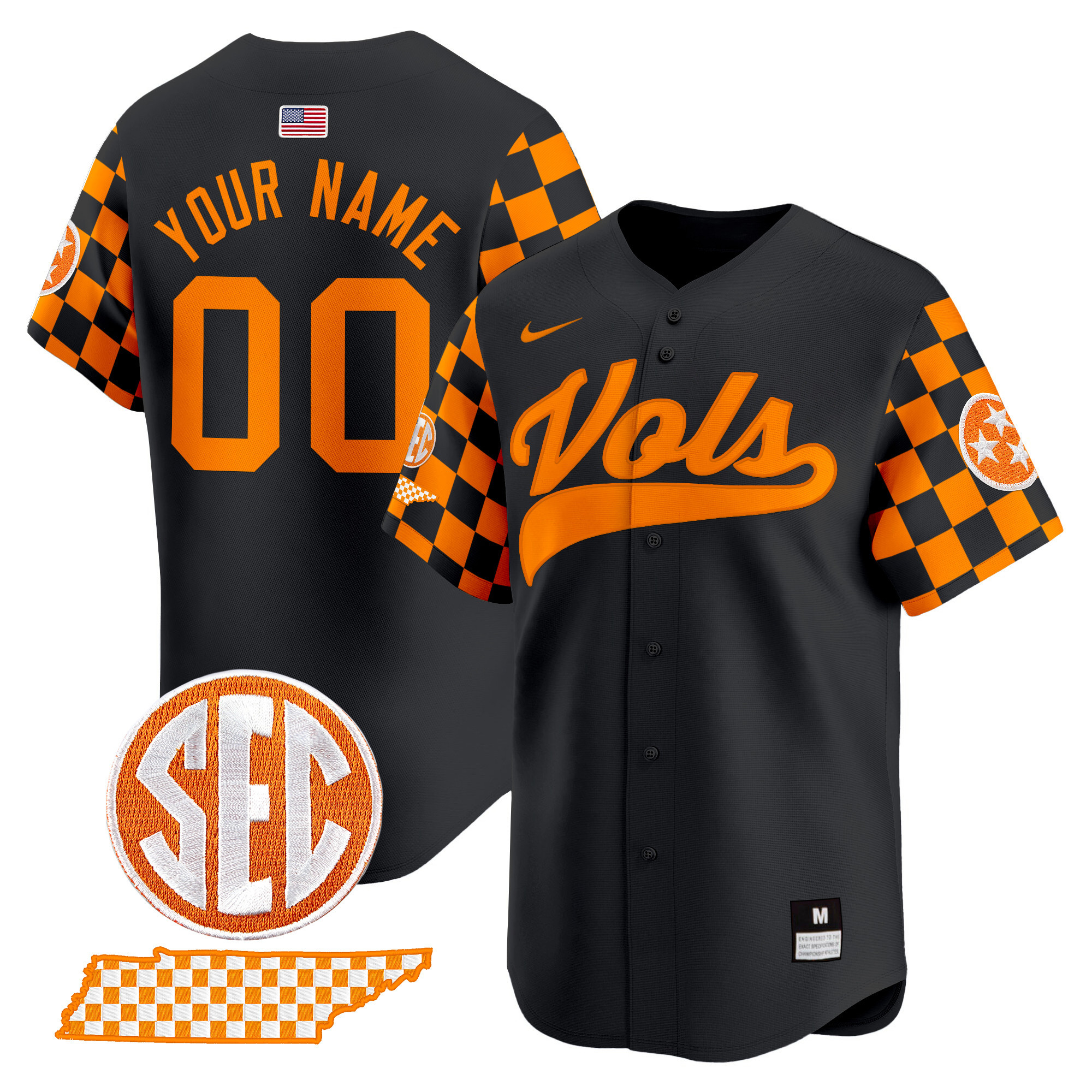 Tennessee Volunteers Checkerboard 2024 Vapor Premier Limited Baseball Custom Jersey – All Stitched
