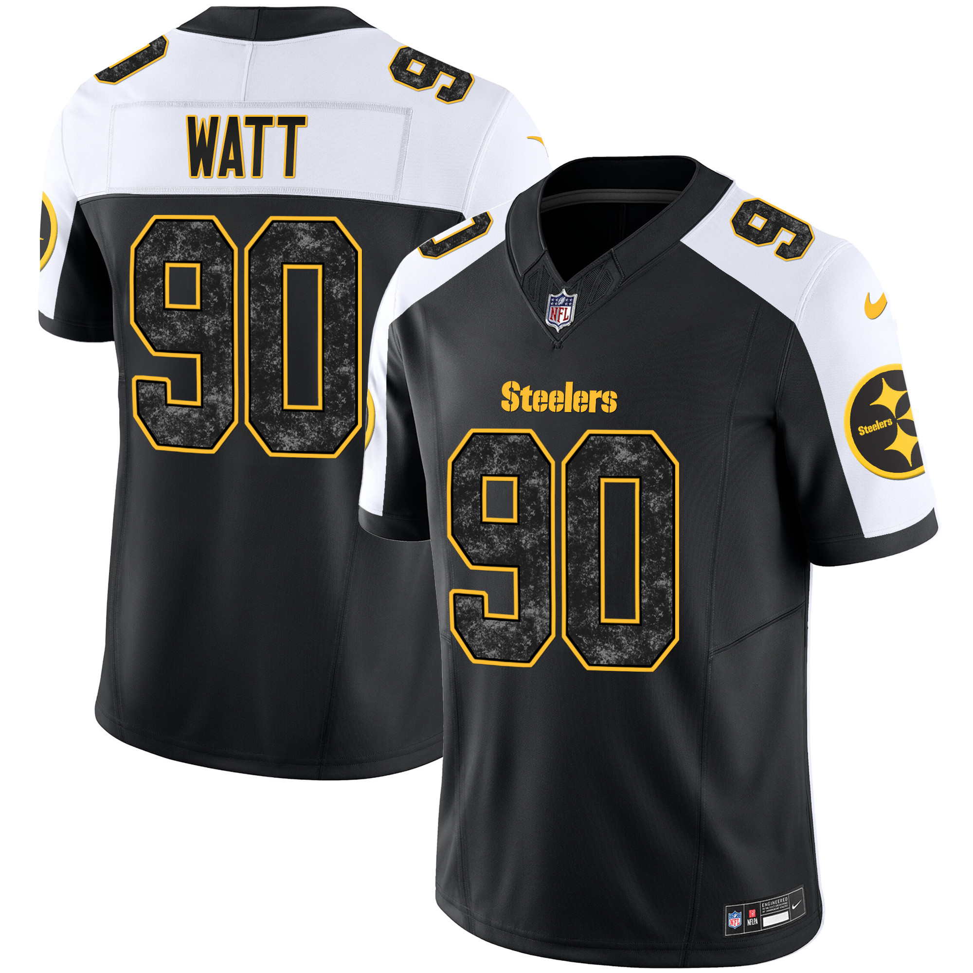 Men’s Pittsburgh Steelers Grunge Vapor Limited Jersey – All Stitched