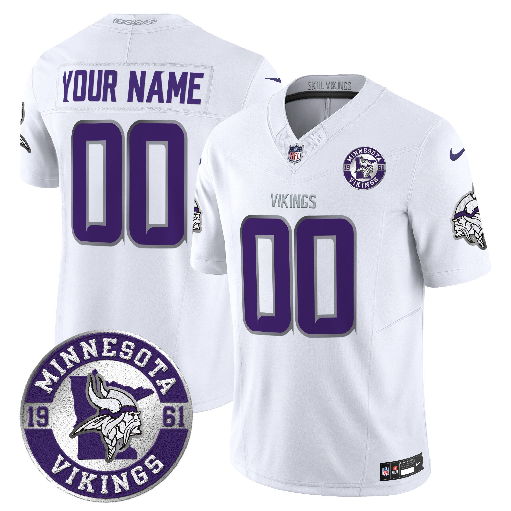 Minnesota Vikings 2024 Vapor Limited Custom Jersey – Est. 1961 Patch – All Stitched