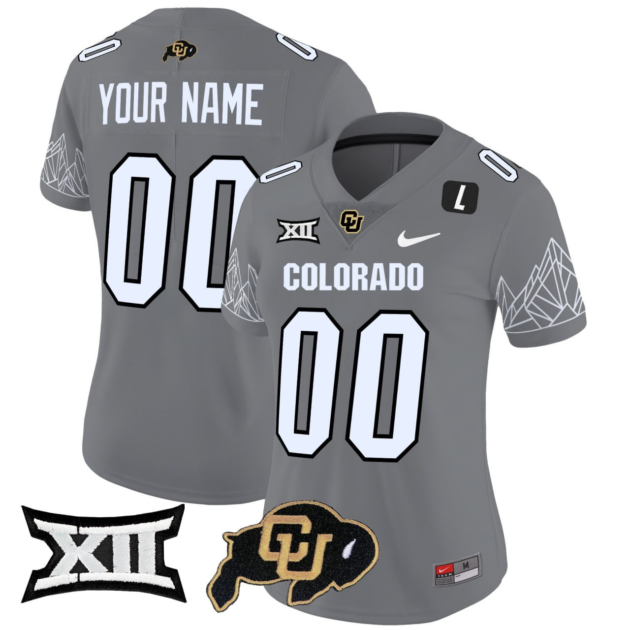 Women’s Colorado Buffaloes Gray Vapor Limited Custom Jersey V2 – Big 12 XII Patch – All Stitched