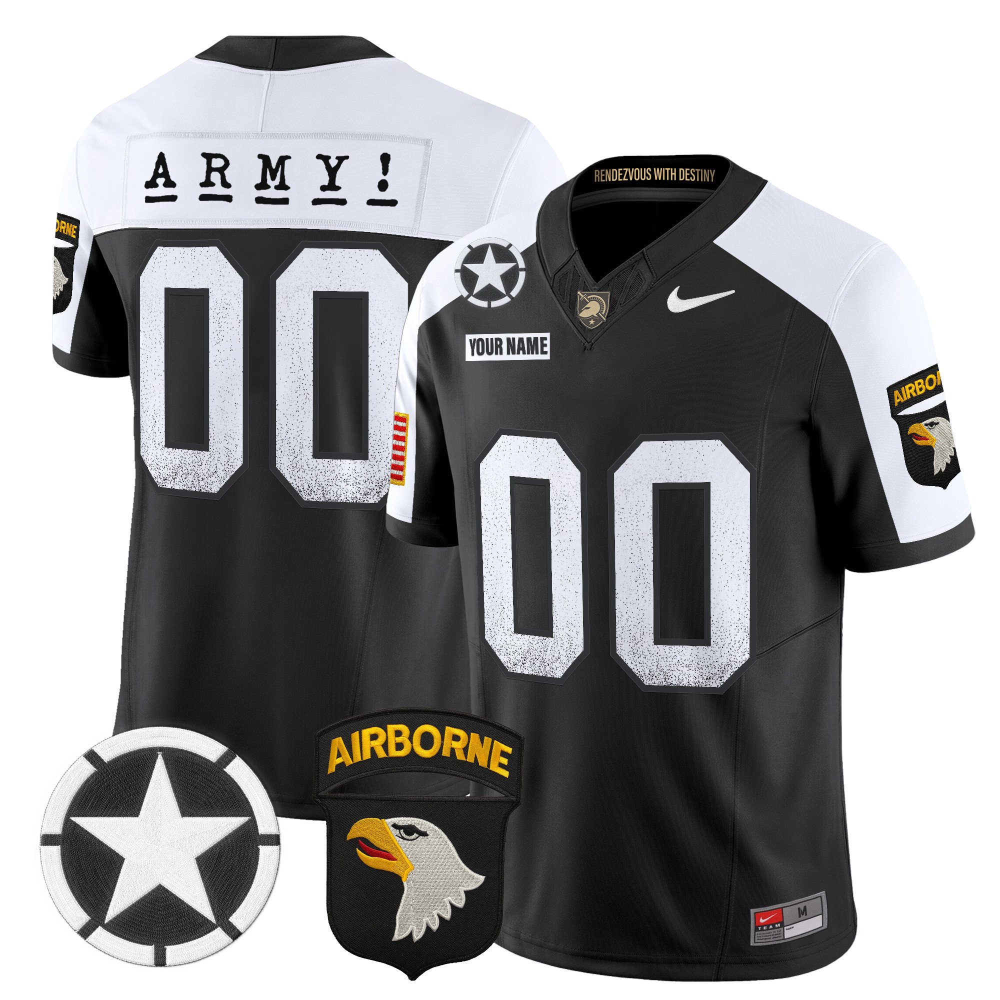 Army Black Knights 101st Airborne Division Patch 2024 Vapor Limited Custom Jersey – All Stitched