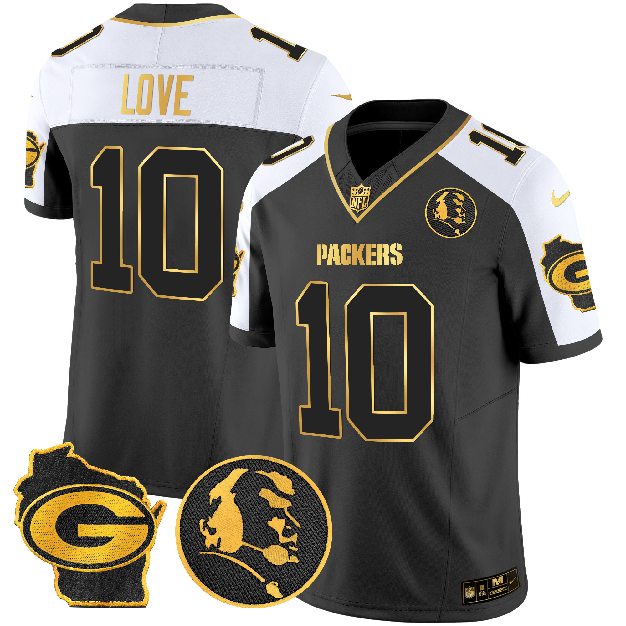 Men’s Packers John Madden & Home Patch Gold Vapor Limited Jersey – All Stitched