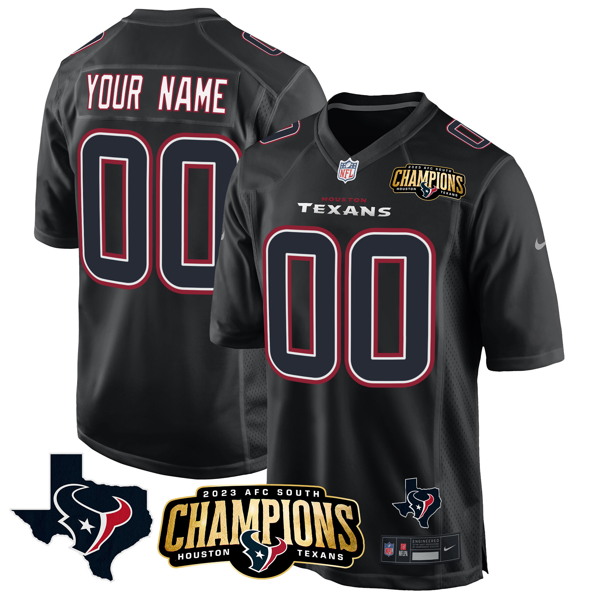 Houston Texans 2023 AFC South Champions Patch Game Custom Jersey – All Stitched